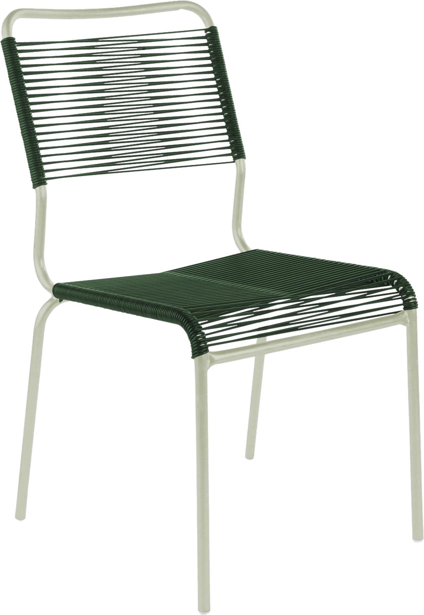 Rigi Spaghetti-Gartenstuhl ohne Armlehne Comfort in Tannengrün präsentiert im Onlineshop von KAQTU Design AG. Gartenstuhl ist von Schaffner