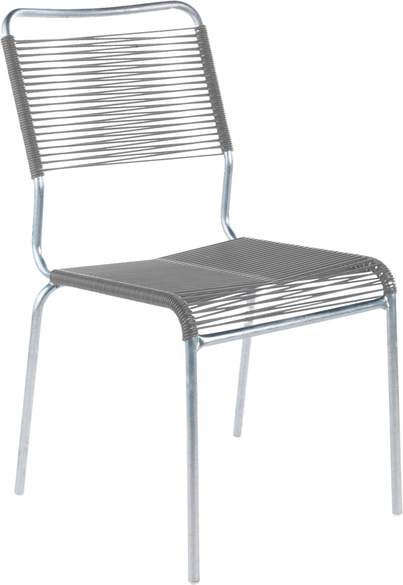 Rigi Spaghetti-Gartenstuhl ohne Armlehne Comfort in Alusilber präsentiert im Onlineshop von KAQTU Design AG. Gartenstuhl ist von Schaffner