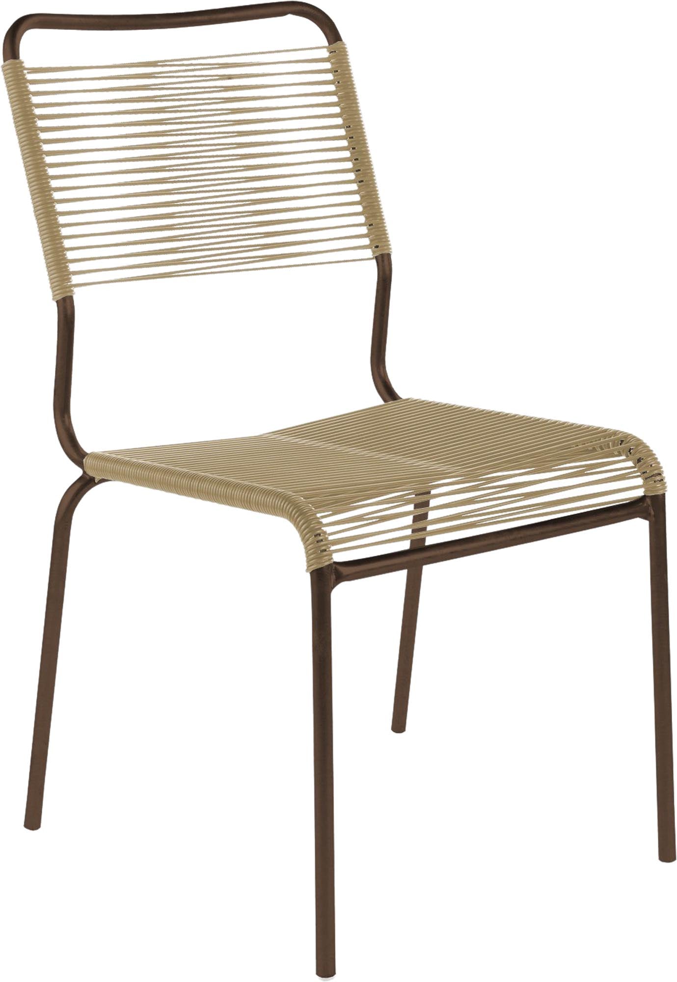 Eleganter Rigi Spaghettistuhl von Schaffner für Innen- und Aussenbereiche.