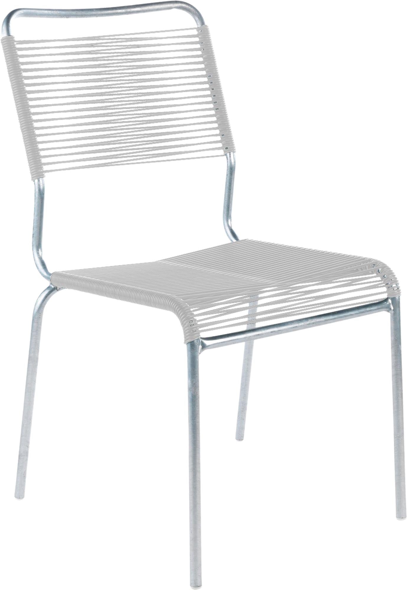 Entdecken Sie den stilvollen Spaghettistuhl Rigi ohne Armlehne von Schaffner – ideal für Garten und Balkon, robust und pflegeleicht.