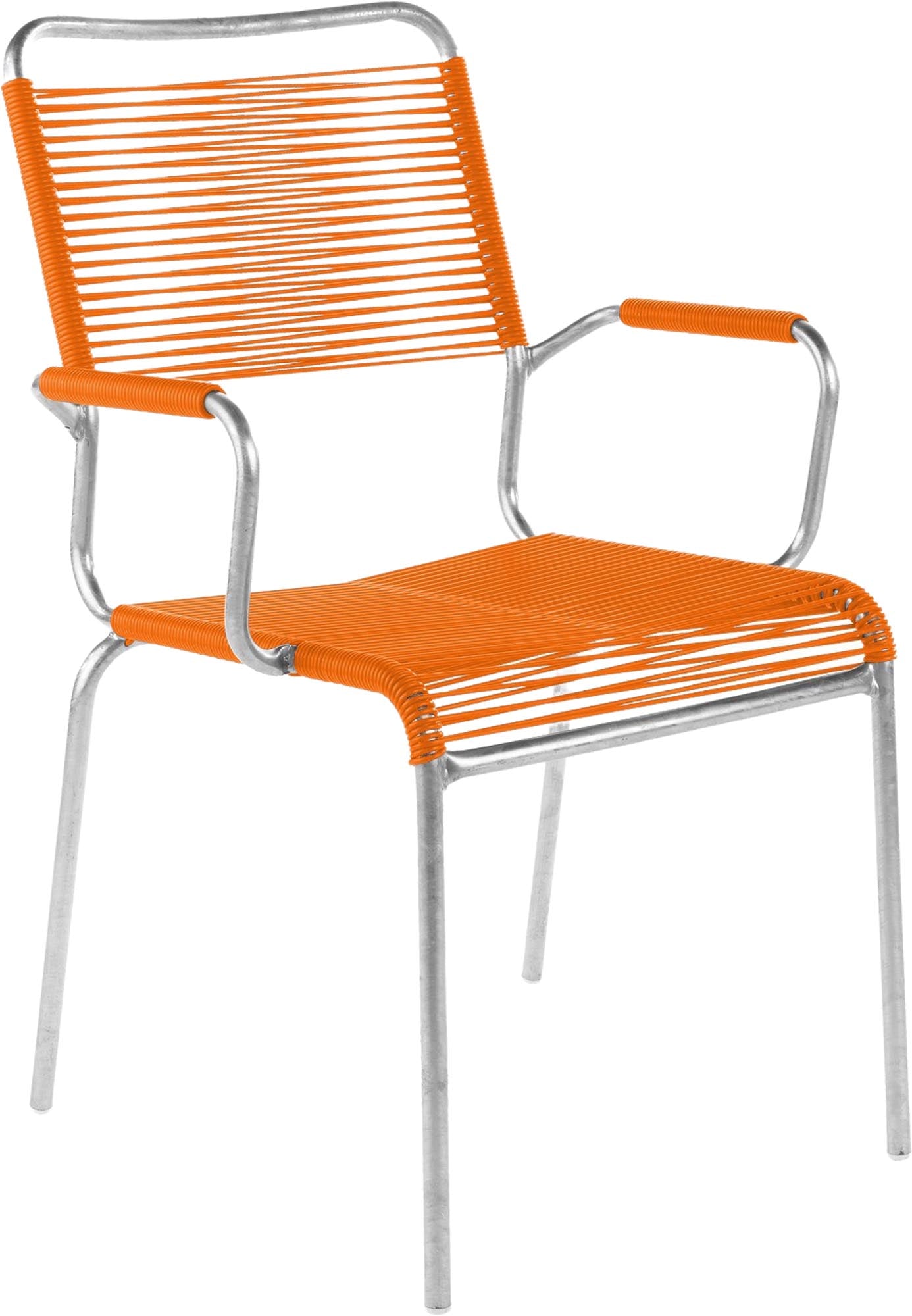 Eleganter Rigi Spaghetti-Gartenstuhl mit Armlehne, ideal für entspannte Stunden im Freien. Stilvolles Design und hohe Funktionalität vereinen sich.
