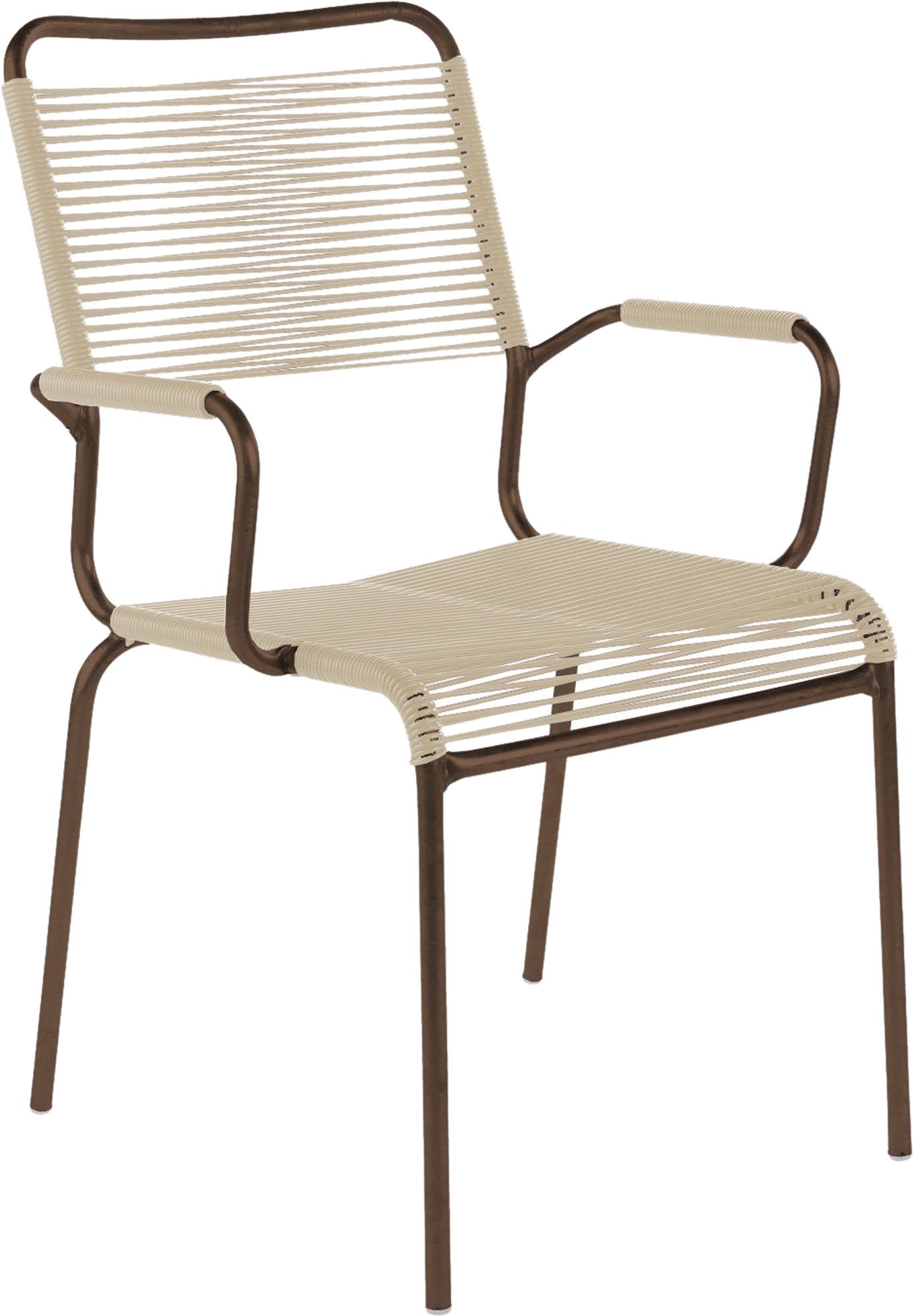 Entdecken Sie den eleganten Spaghettistuhl Rigi mit Armlehne von Schaffner – ideal für stilvolle Garten- und Balkonmöbel. Langlebig und komfortabel!