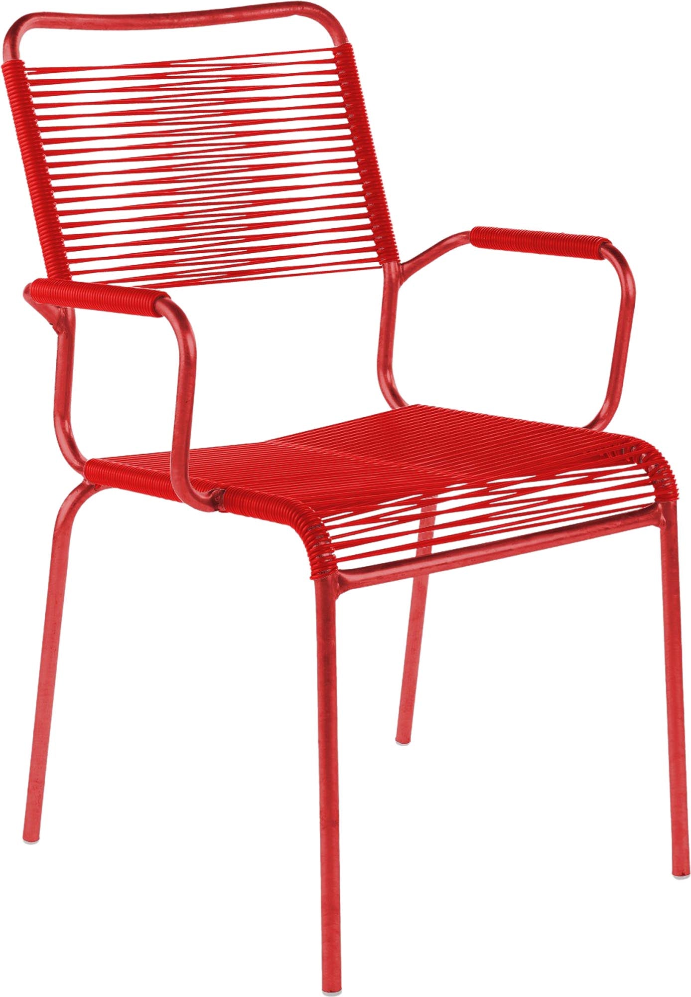 Entdecken Sie den eleganten Spaghettistuhl Rigi mit Armlehne von Schaffner – ideal für Garten und Balkon, vereint Komfort und Langlebigkeit.