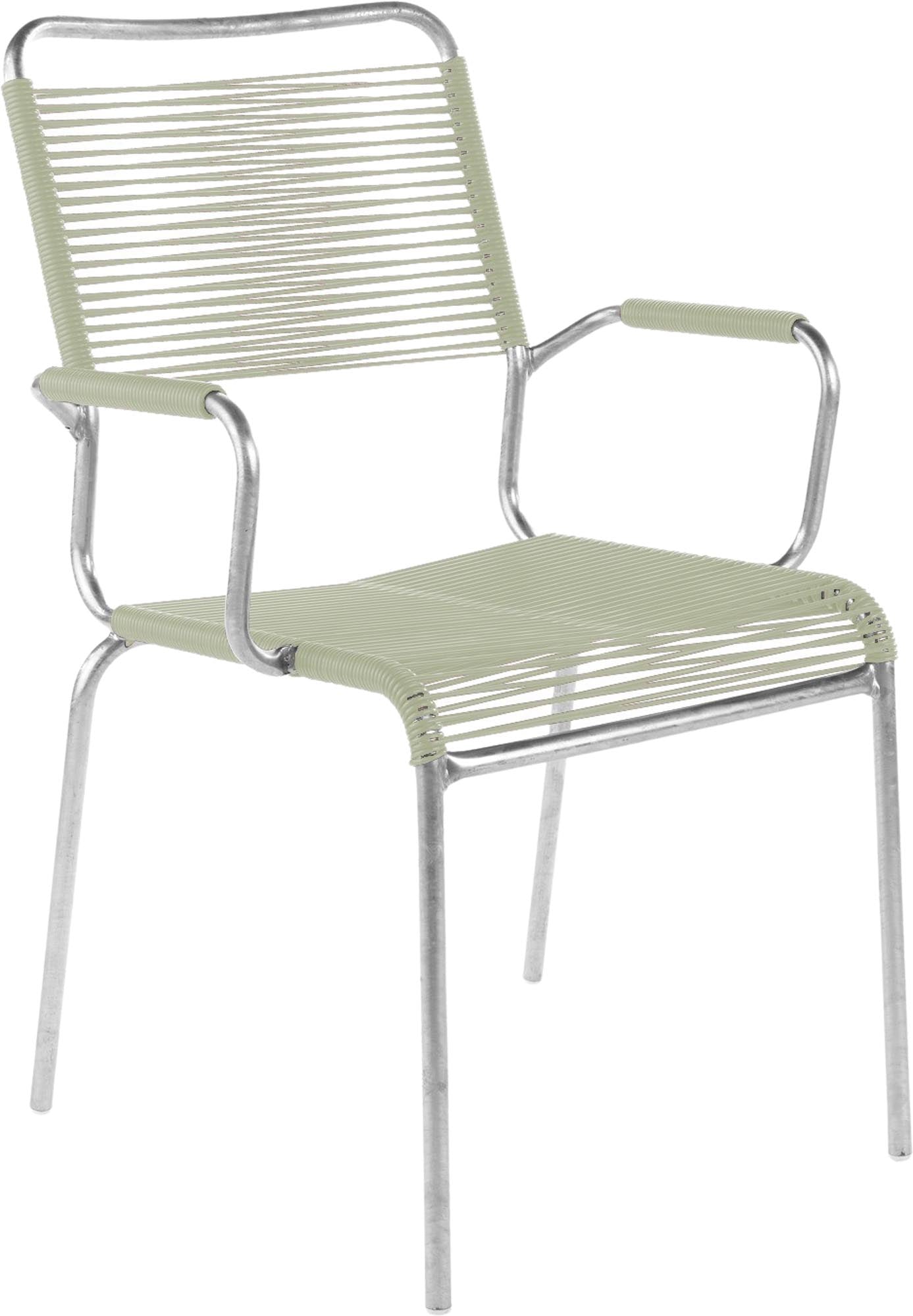 Entdecken Sie den eleganten Spaghettistuhl Rigi mit Armlehne von Schaffner – ideal für stilvolle Garten- und Balkonmöbel. Langlebig und komfortabel!