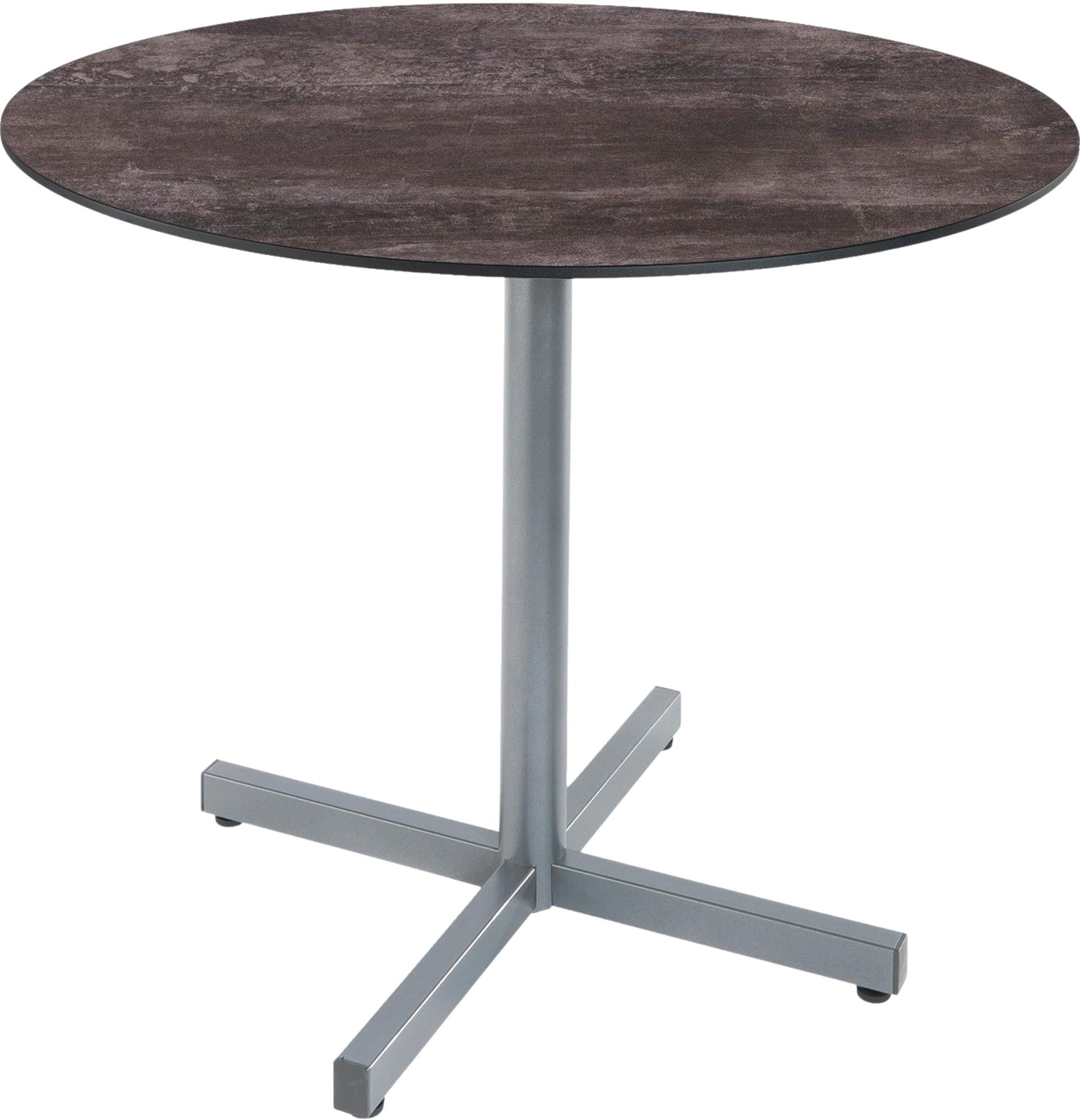 Luzern Glasfaser-Gartentisch Decor ø90 klappbar in Stromboli dunkel / Alusilber präsentiert im Onlineshop von KAQTU Design AG. Gartentisch ist von Schaffner