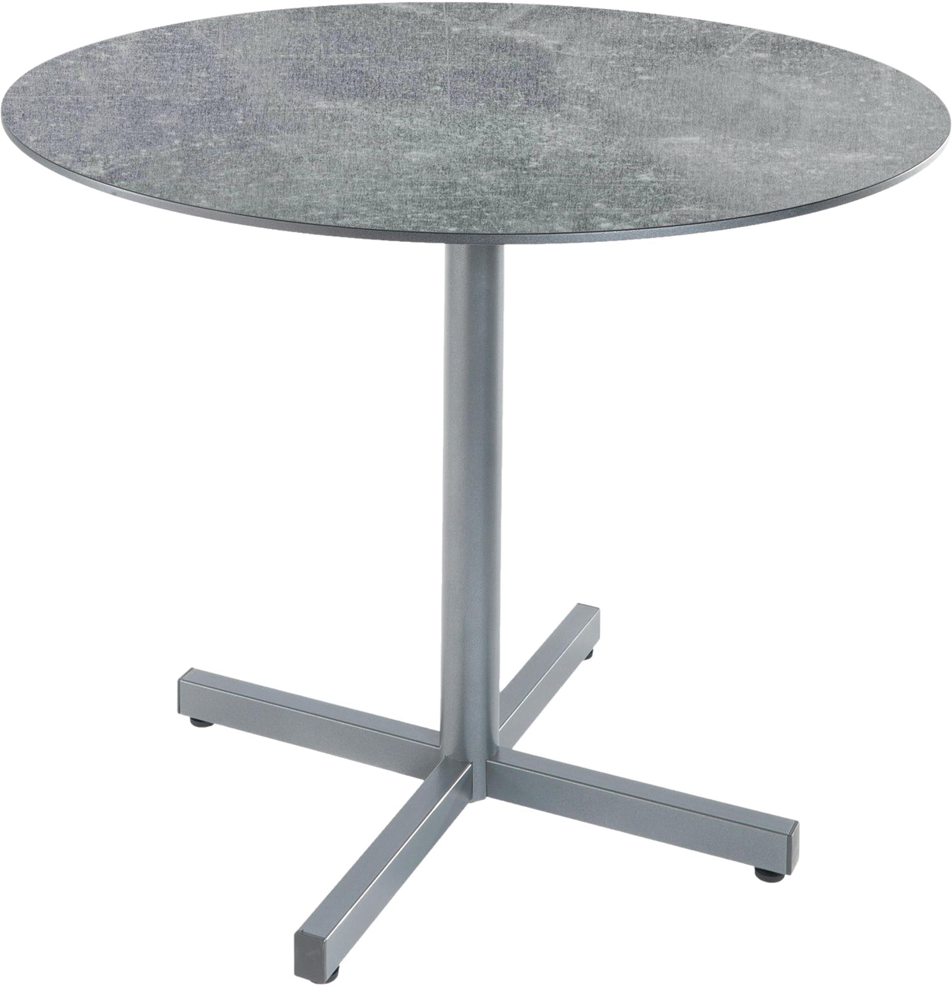 Luzern Glasfaser-Gartentisch Decor ø90 klappbar in Beton / Alusilber präsentiert im Onlineshop von KAQTU Design AG. Gartentisch ist von Schaffner