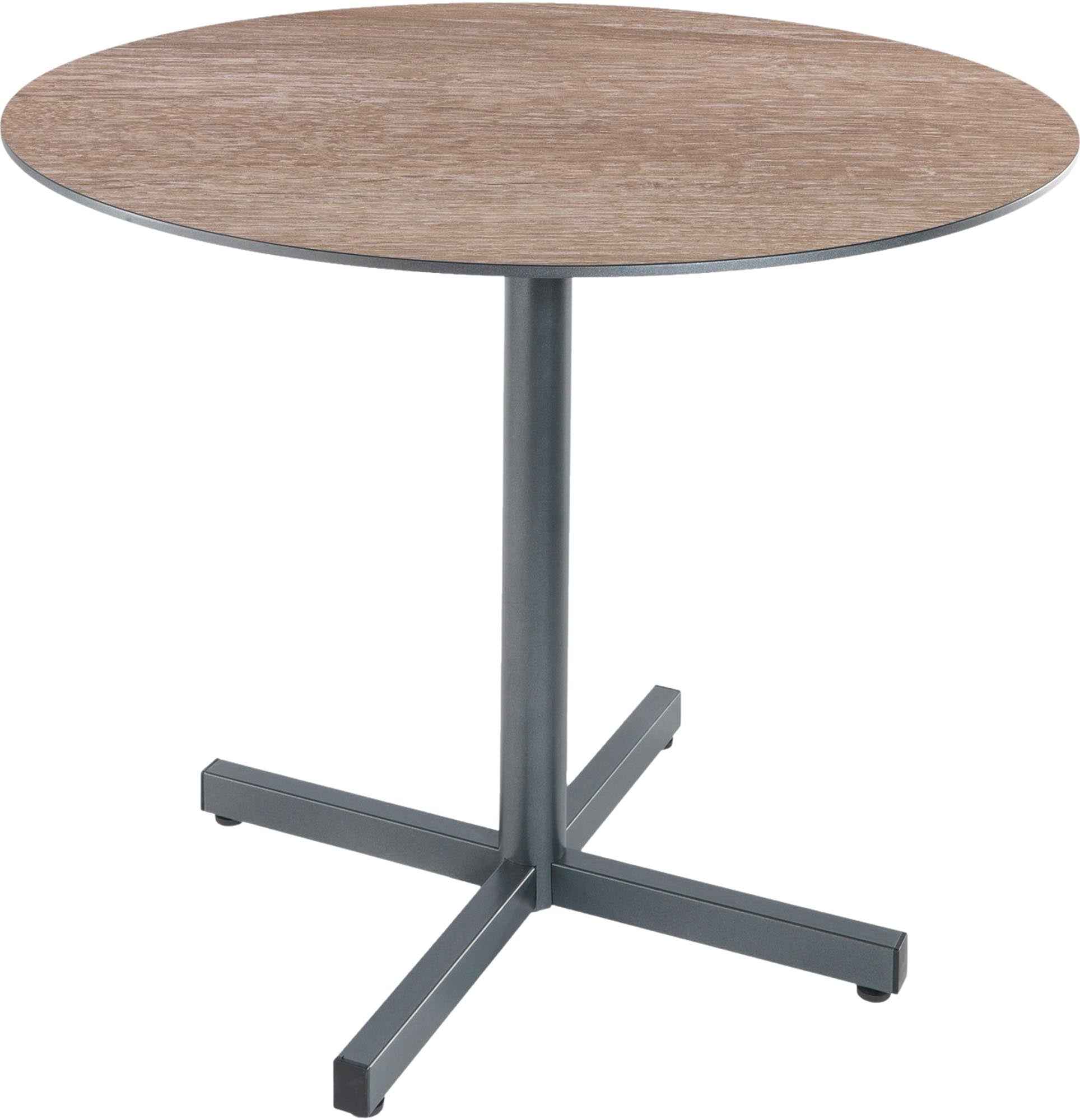 Luzern Glasfaser-Gartentisch Decor ø90 klappbar in Eiche Landhaus / Graphit präsentiert im Onlineshop von KAQTU Design AG. Gartentisch ist von Schaffner