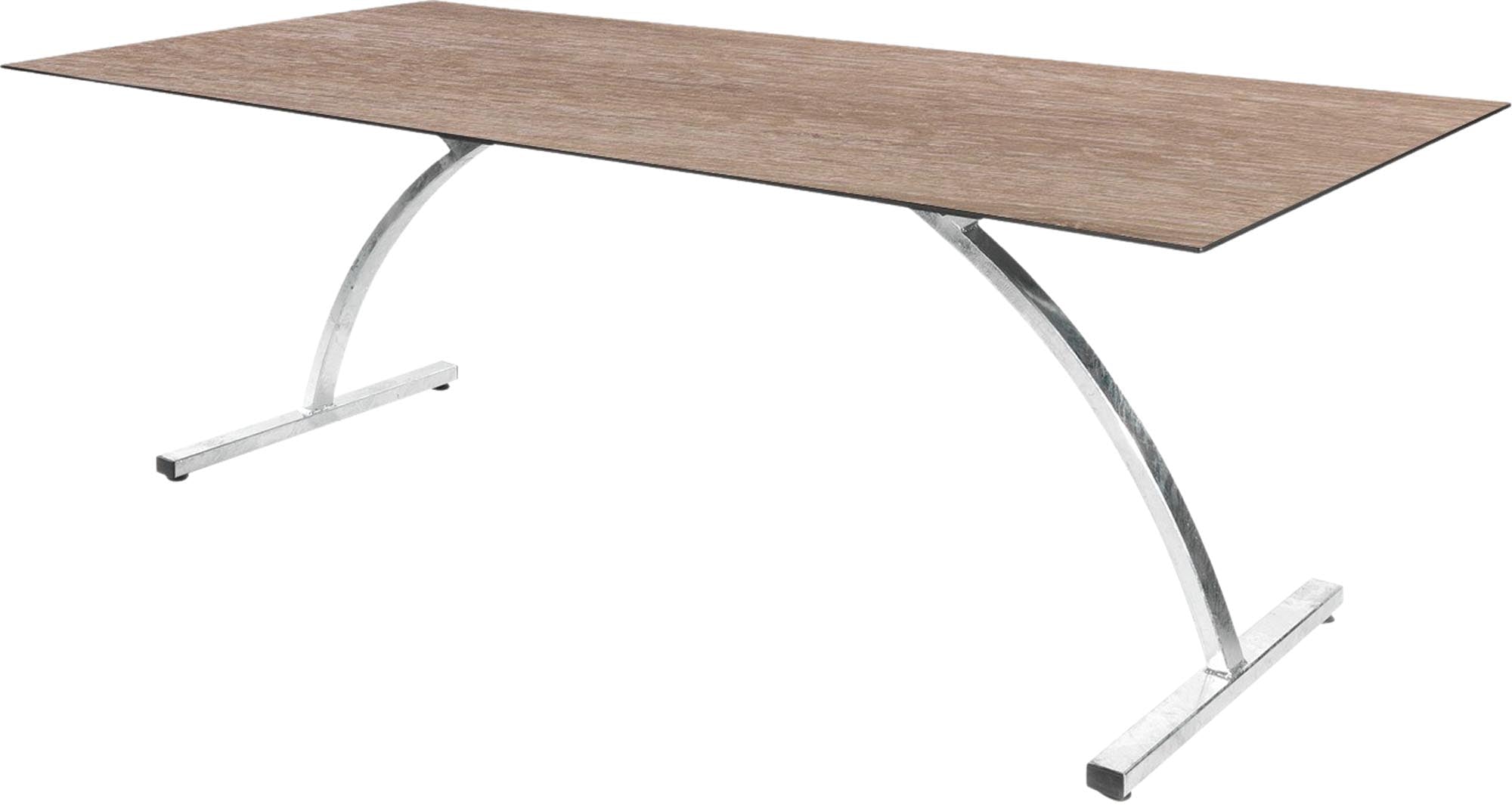 Eleganter Tisch Bernardino von Schaffner: 2,20 m Fiberglasplatte, ideal für gesellige Abende im Freien. Robust, pflegeleicht und stilvoll.