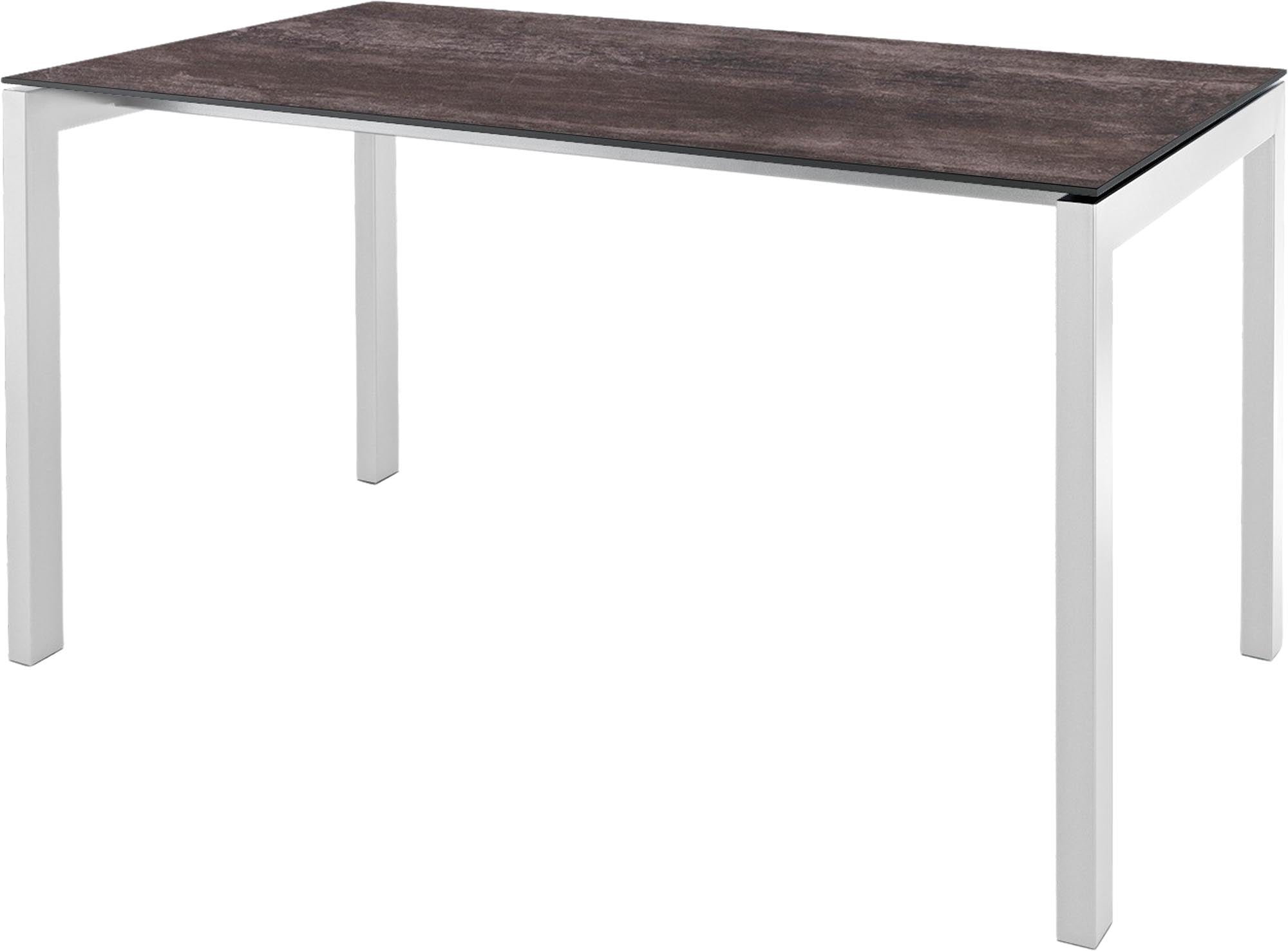 Eleganter Luzern Glasfaser-Gartentisch 140x80 von Schaffner, wetterfest, ausziehbar & abklappbar, langlebig, Swiss made, UV-beständig, perfekt für Outdoor.