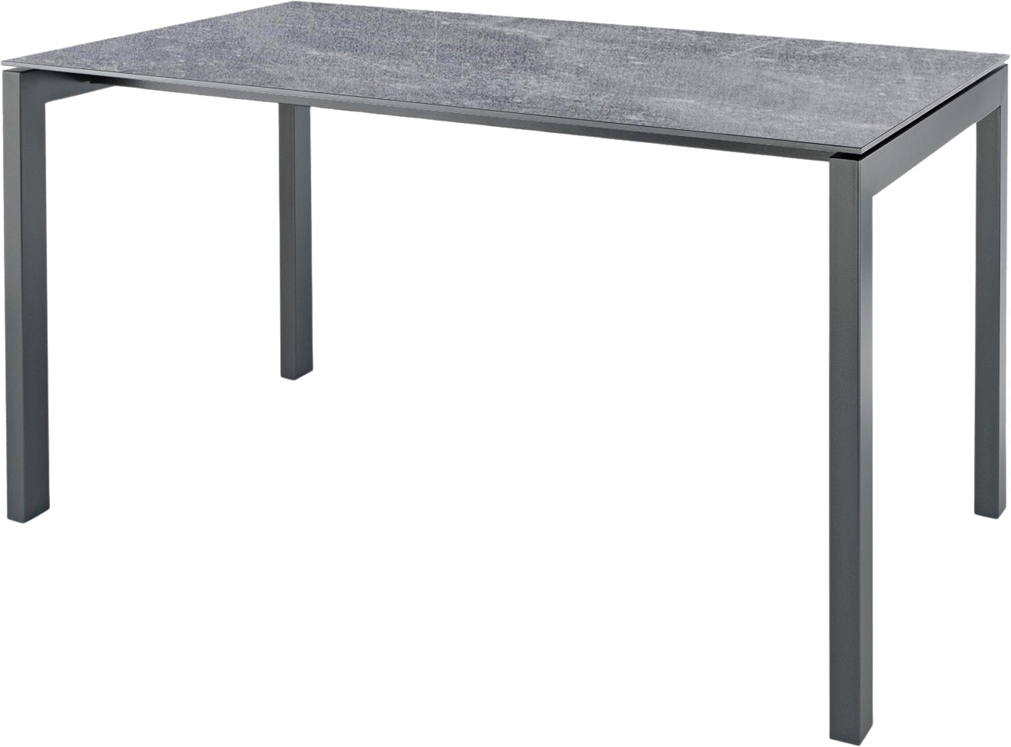 Eleganter Luzern Glasfaser-Gartentisch 140x80 von Schaffner: Wetterfest, ausziehbar, abklappbar, UV-beständig und in modernen Farben – perfekt für Garten, Balkon und Terrasse.
