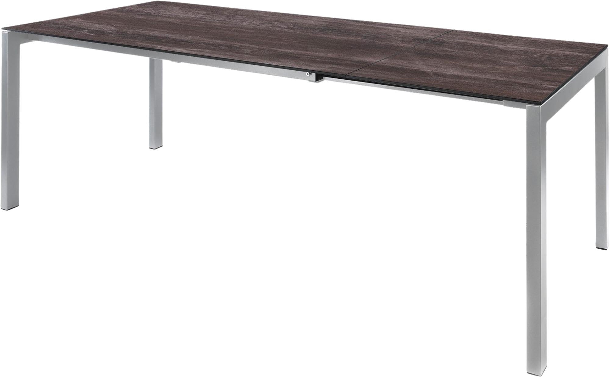 Luzern Glasfaser-Gartentisch 160/220x90 ausziehbar, wetterfest, langlebig, elegantes Design, Swiss Made, perfekt für Garten, Terrasse oder Balkon.