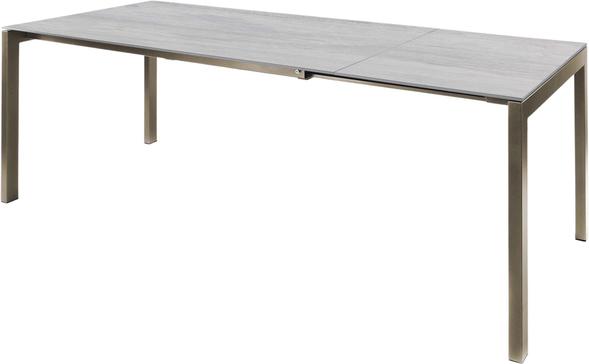 Luzern Glasfaser-Gartentisch 160/220x90 ausziehbar in Stromboli hell präsentiert im Onlineshop von KAQTU Design AG. Gartentisch ist von Schaffner