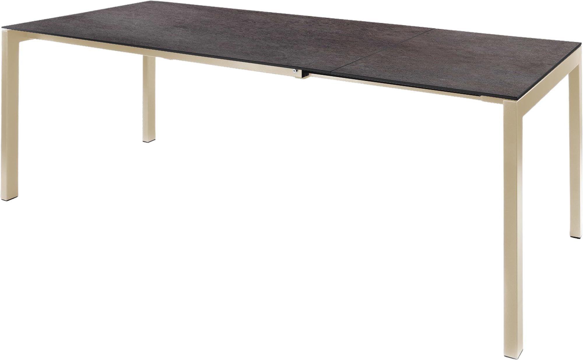 Hochwertiger Luzern Glasfaser-Gartentisch 160/220x90cm, ausziehbar, wetterfest, langlebig, elegantes Design – perfekt für Garten, Terrasse und Balkon.