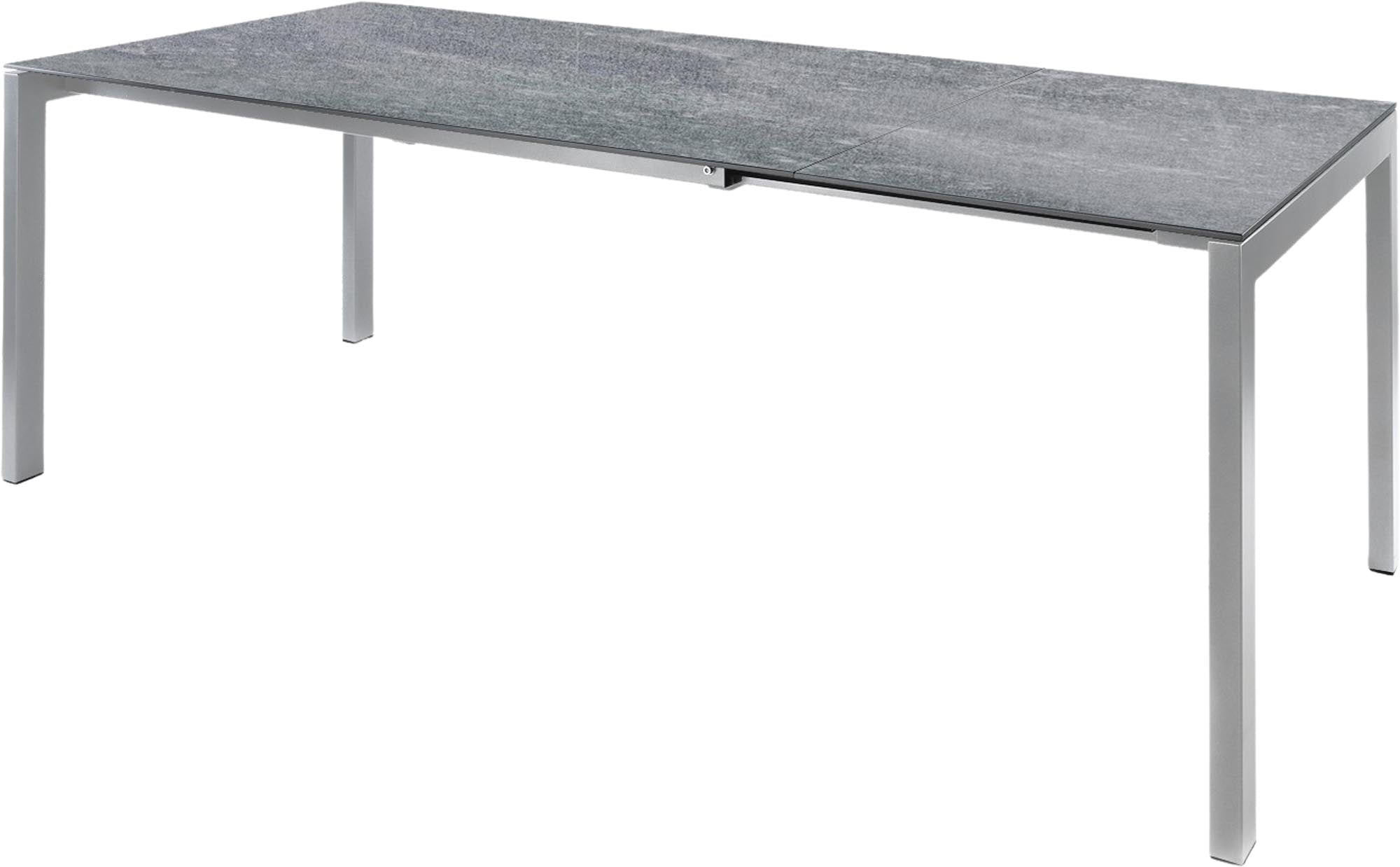 Luzern Glasfaser-Gartentisch 160/220x90 ausziehbar in Beton präsentiert im Onlineshop von KAQTU Design AG. Gartentisch ist von Schaffner