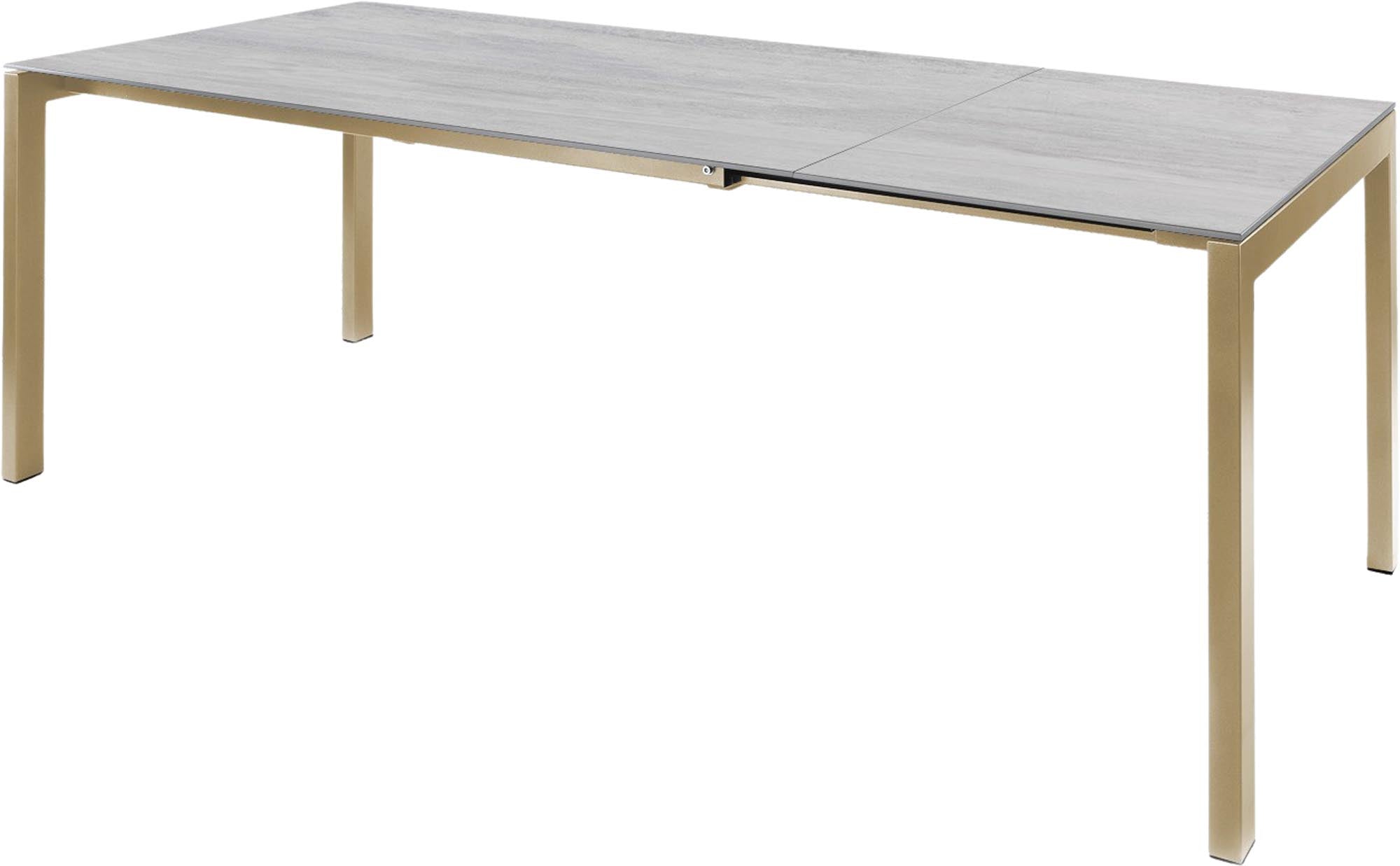 Luzern Glasfaser-Gartentisch 140/200x80 ausziehbar in Stromboli hell präsentiert im Onlineshop von KAQTU Design AG. Gartentisch ist von Schaffner