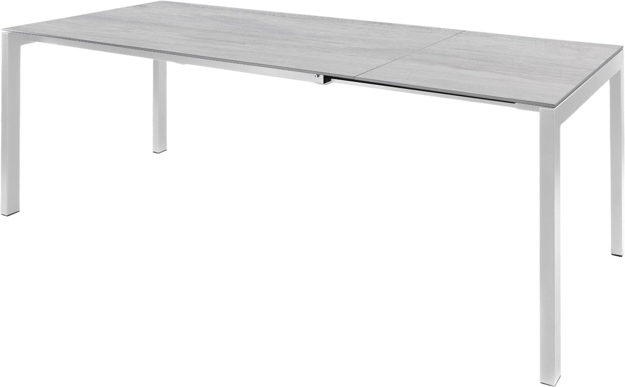 Luzern Glasfaser-Gartentisch 140/200x80 ausziehbar in Stromboli hell präsentiert im Onlineshop von KAQTU Design AG. Gartentisch ist von Schaffner