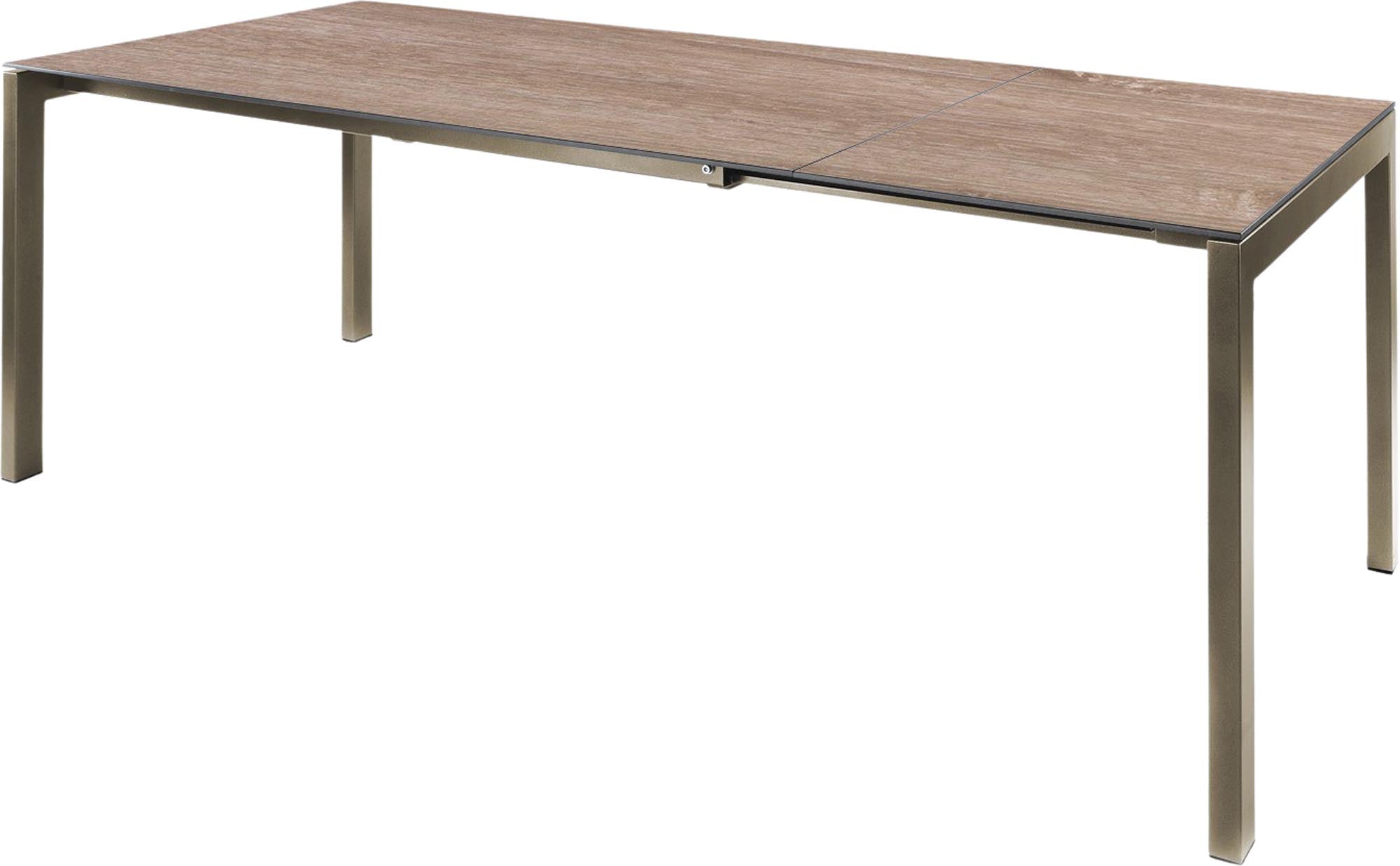 Der ausziehbare Fiberglastisch Luzern von Schaffner bietet mit 140 bis 200 cm Platz für gesellige Zusammenkünfte und elegante Feiern.