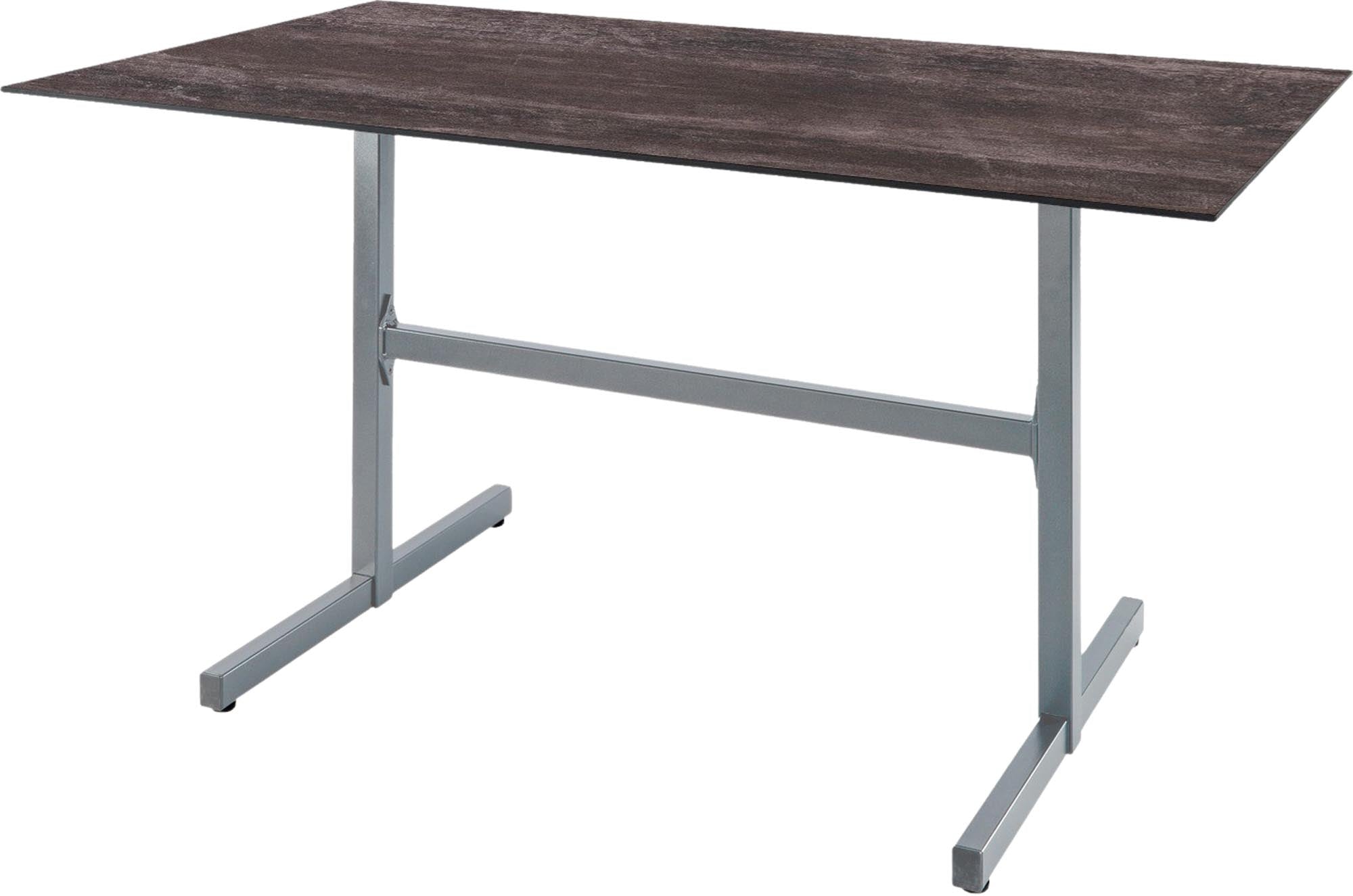 Luzern Glasfaser-Gartentisch Decor 140x80 klappbar in Stromboli dunkel / Alusilber präsentiert im Onlineshop von KAQTU Design AG. Gartentisch ist von Schaffner