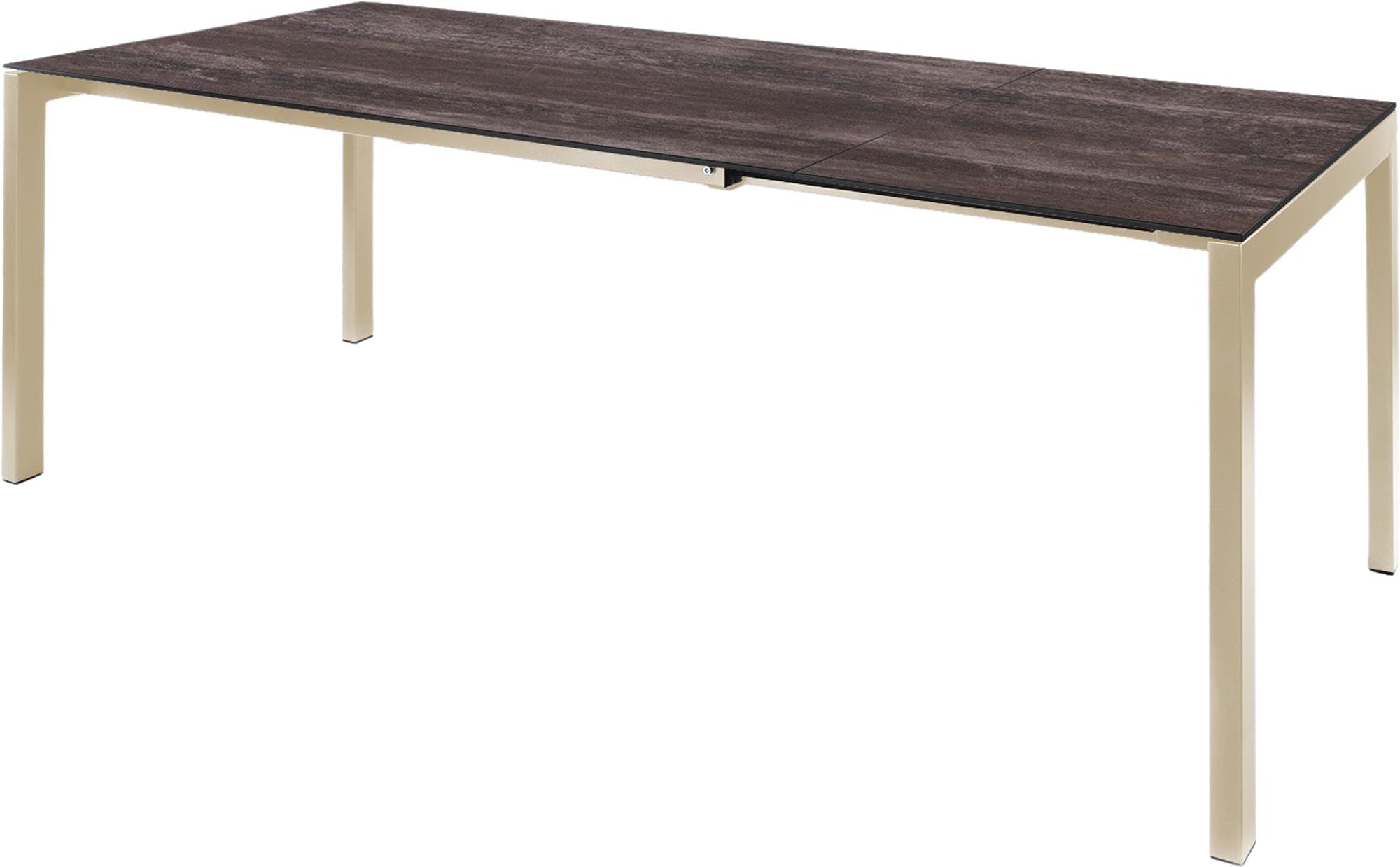 Luzern Glasfaser-Gartentisch 160/220x100 ausziehbar in Stromboli dunkel präsentiert im Onlineshop von KAQTU Design AG. Gartentisch ist von Schaffner