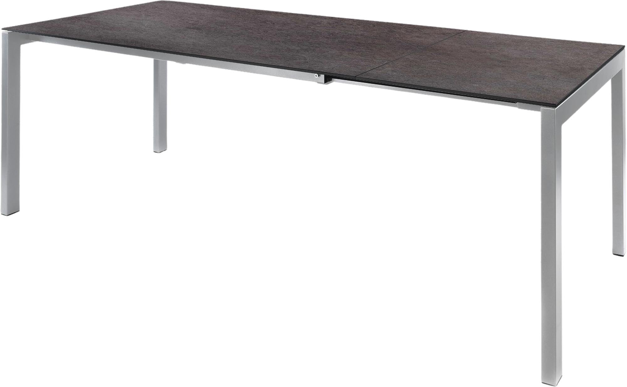 Eleganter ausziehbarer Gartentisch aus Glasfaser, wetterfest, UV-beständig, langlebig, Schweizer Qualität, platzsparend, pflegeleicht – perfekt für Garten & Balkon.