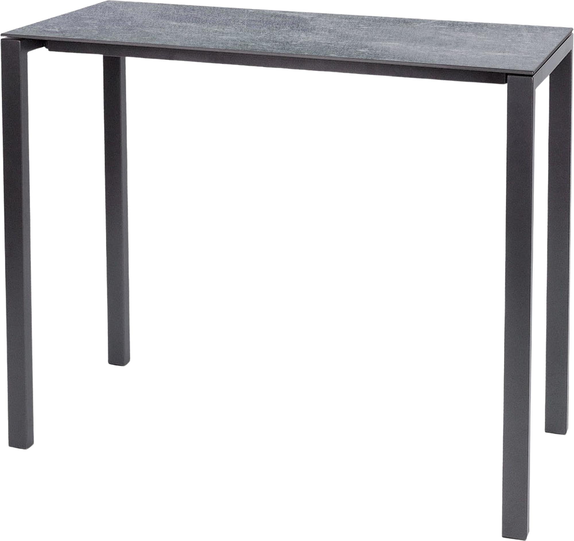 Moderner, wetterfester Glasfaser-Stehtisch 140x60 aus Schweizer Produktion, langlebig, pflegeleicht und vielseitig für Garten, Terrasse oder Gastronomie.