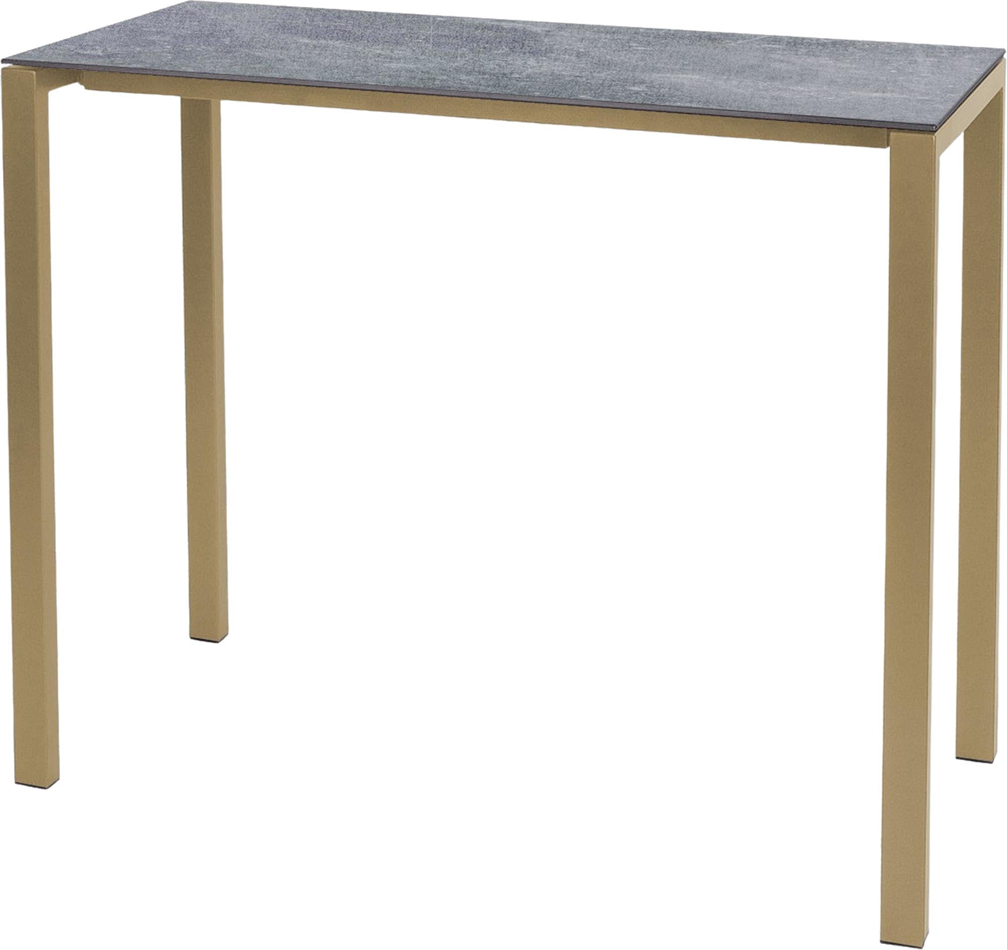 Moderner, wetterfester Glasfaser-Stehtisch 140x60 aus Schweizer Produktion, langlebig, pflegeleicht und vielseitig für Garten, Terrasse oder Gastronomie.