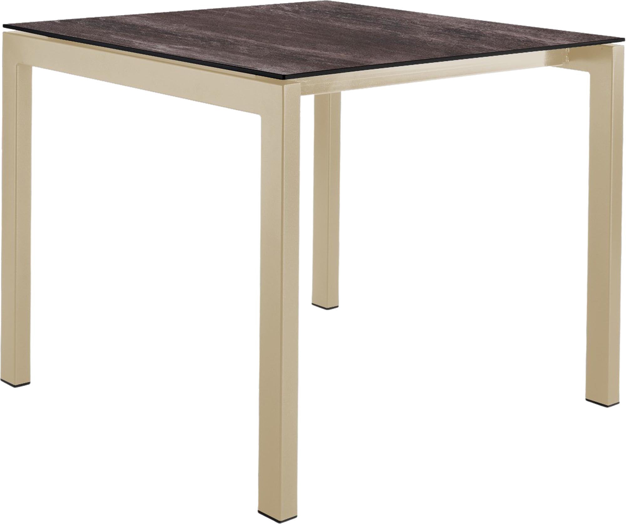 Moderner Luzern Glasfaser-Gartentisch 80x80 von Schaffner, wetterfest, ausziehbar, hitzebeständig, langlebig, Schweizer Qualität – ideal für Garten & Balkon.