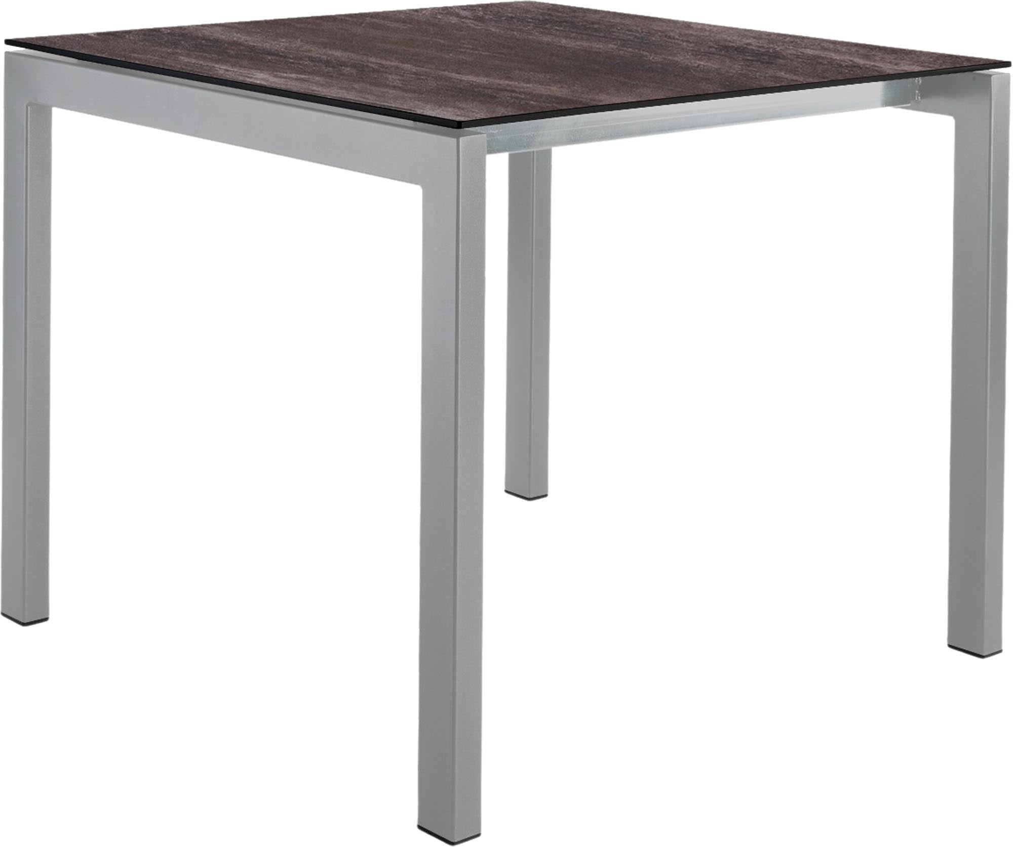 Moderner Luzern Glasfaser-Gartentisch 80x80 von Schaffner, wetterfest, ausziehbar, hitzebeständig, langlebig, Schweizer Qualität – ideal für Garten & Balkon.