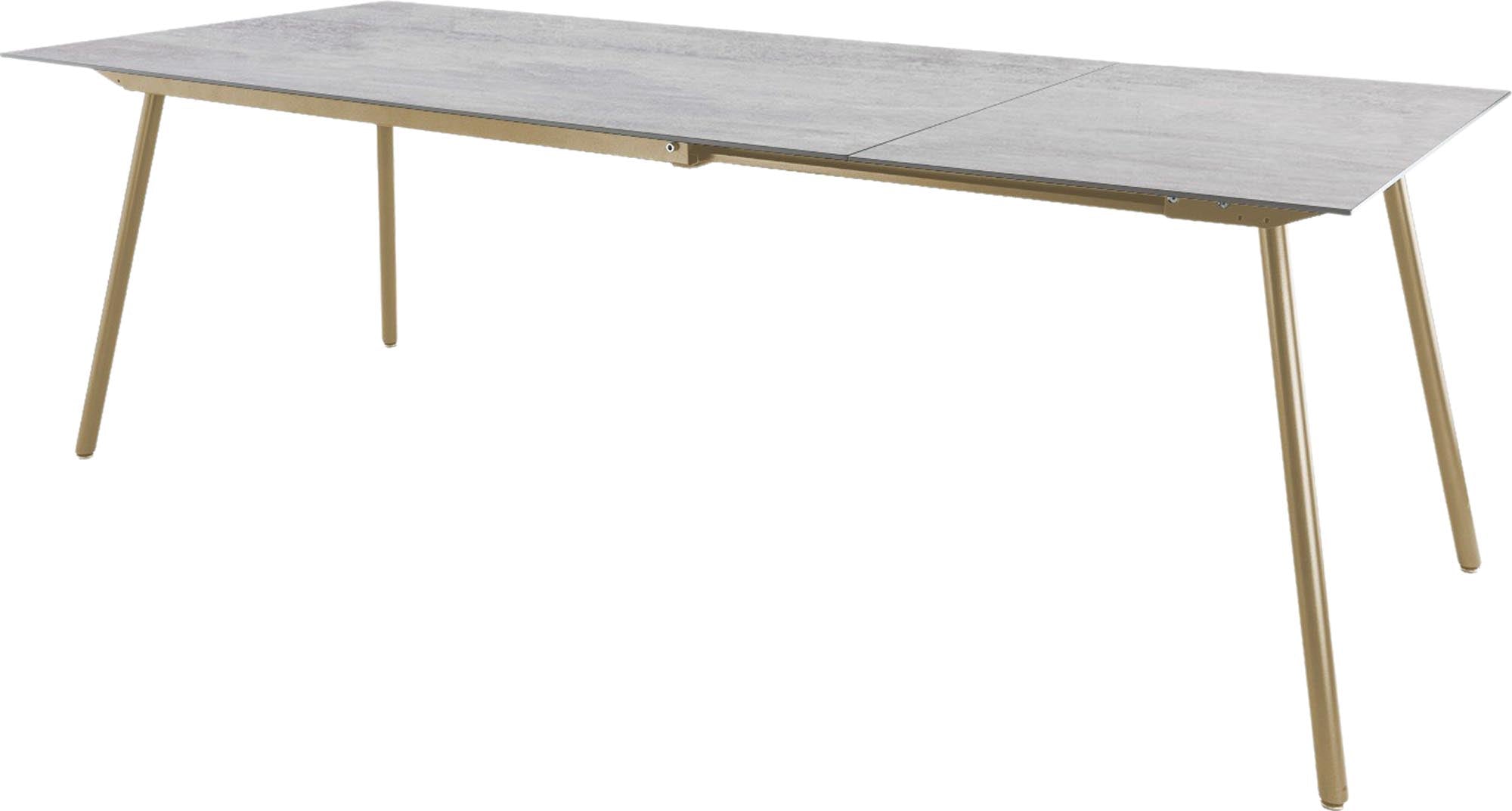 Locarno Glasfaser-Gartentisch 160/220x90 ausziehbar in Stromboli hell präsentiert im Onlineshop von KAQTU Design AG. Gartentisch ist von Schaffner