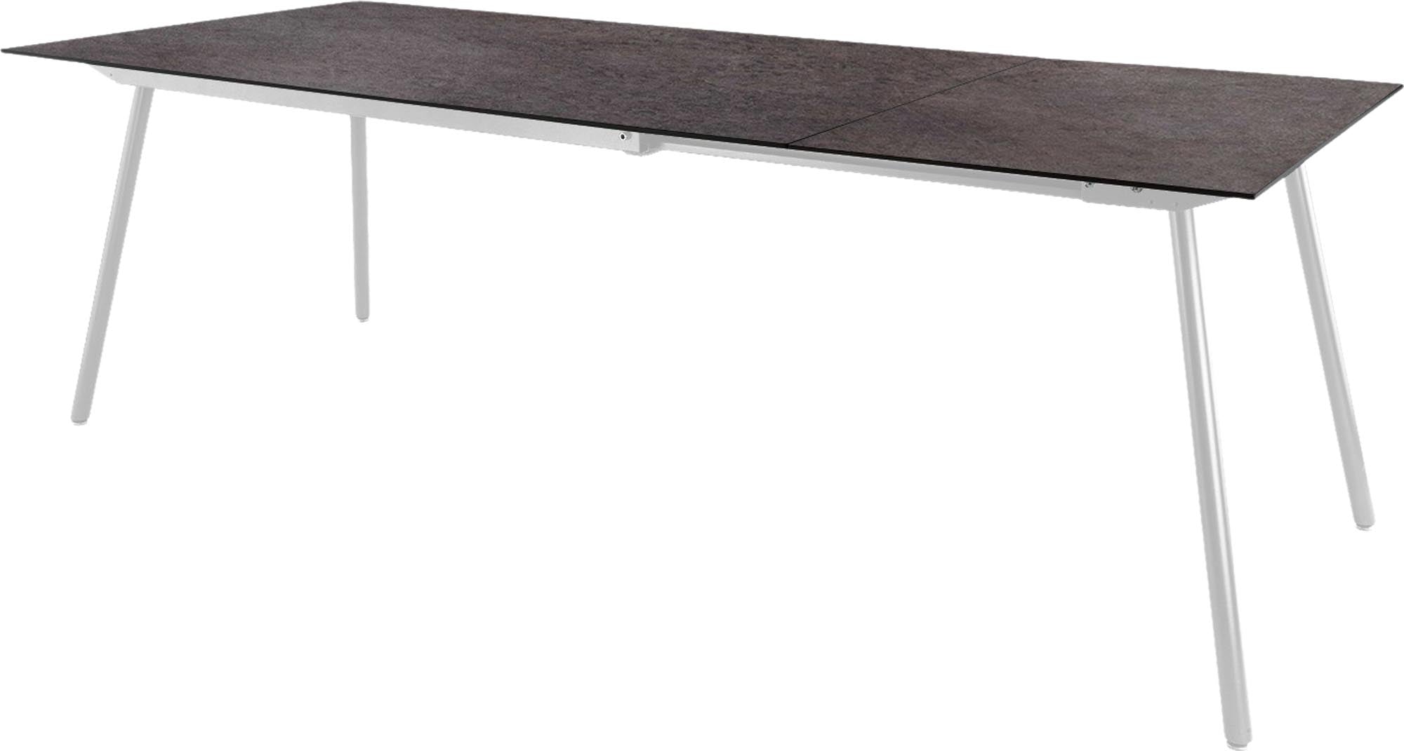 Moderner, wetterfester Glasfaser-Gartentisch 160/220x90cm, ausziehbar, pflegeleicht, langlebig, stilvolles Design, Swiss Made – perfekt für Garten & Terrasse.