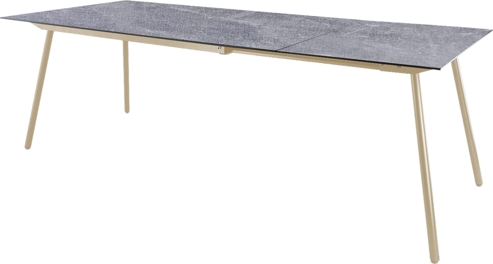 Locarno Glasfaser-Gartentisch 160/220x90 ausziehbar in Beton präsentiert im Onlineshop von KAQTU Design AG. Gartentisch ist von Schaffner