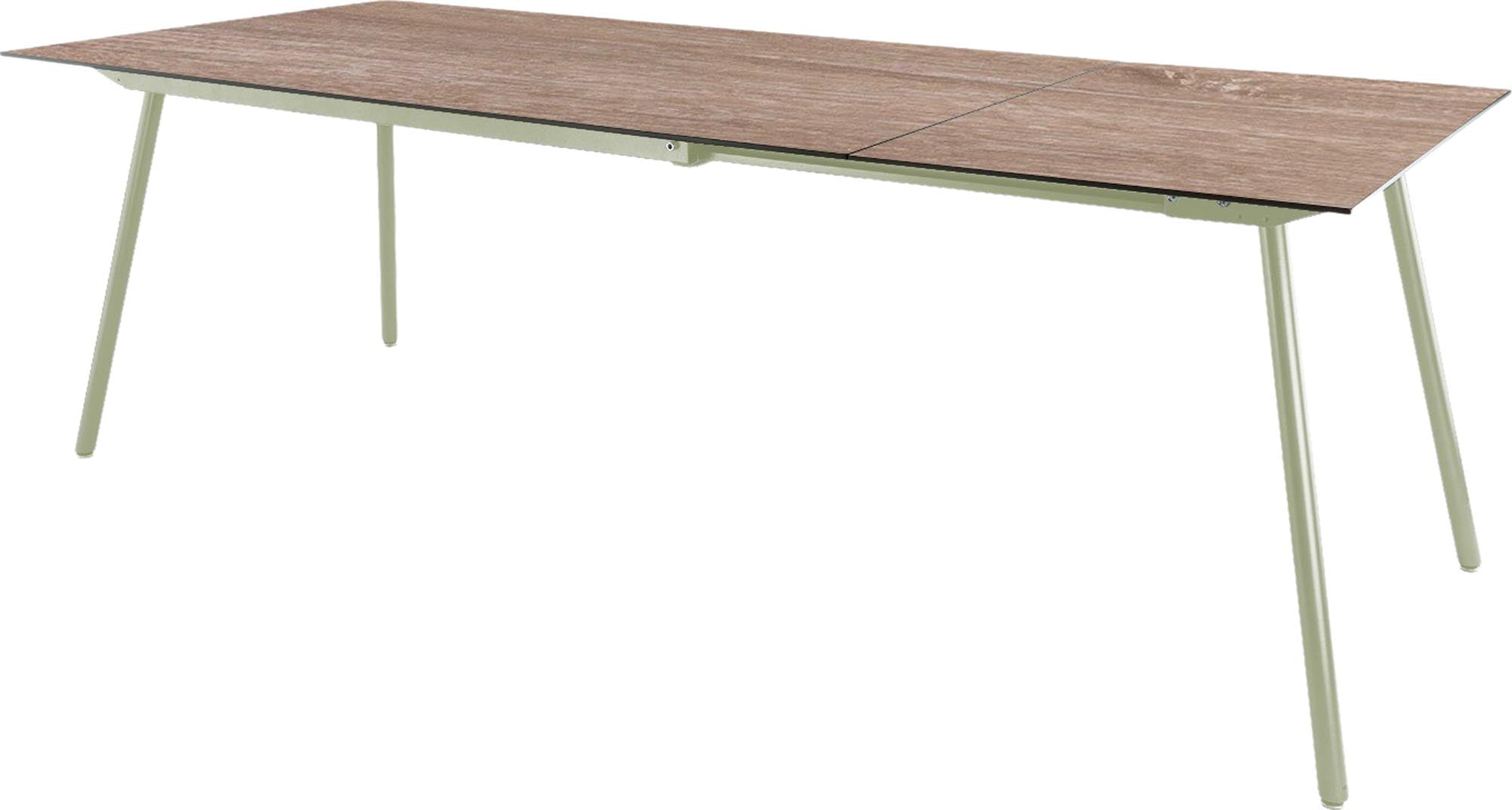 Hochwertiger, wetterfester Glasfaser-Gartentisch 160/220x90cm, ausziehbar, hitzebeständig, pflegeleicht, langlebig, modernes Design, Swiss Made für Garten & Terrasse.