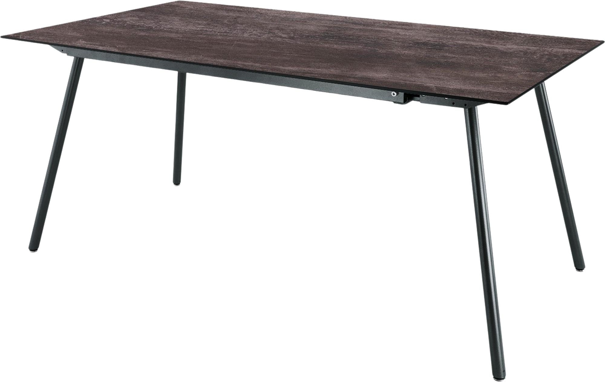 Moderner Gartentisch aus Glasfaser in 160x90 cm, perfekt für stilvolle Outdoor-Bereiche, langlebig und einfach zu reinigen.