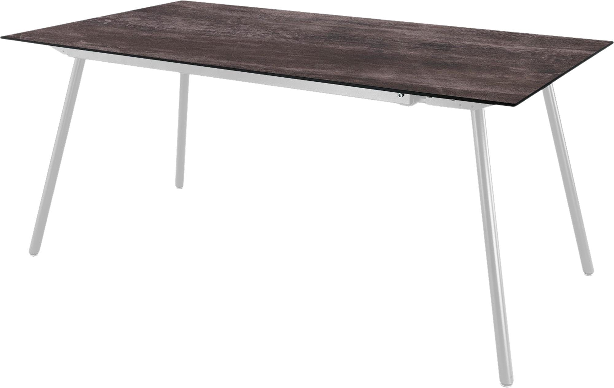 Moderner Gartentisch Locarno aus strapazierfähigem Glasfaser, 160x90 cm, perfekt für gemütliche Stunden im Freien.