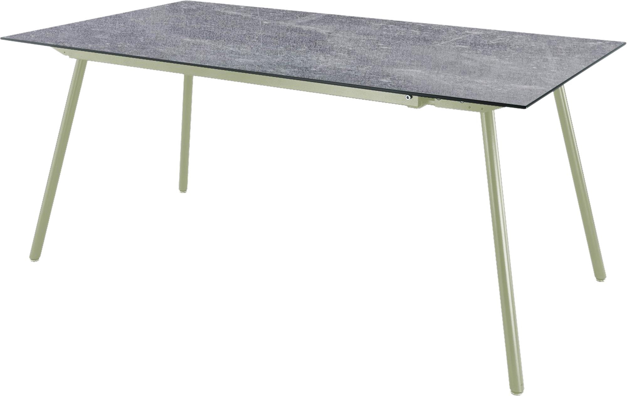 Hochwertiger Locarno Glasfaser-Gartentisch 160x90 aus Schweizer Produktion, wetterfest, langlebig, pflegeleicht und in vielfältigen Farben für stilvolle Außenbereiche.