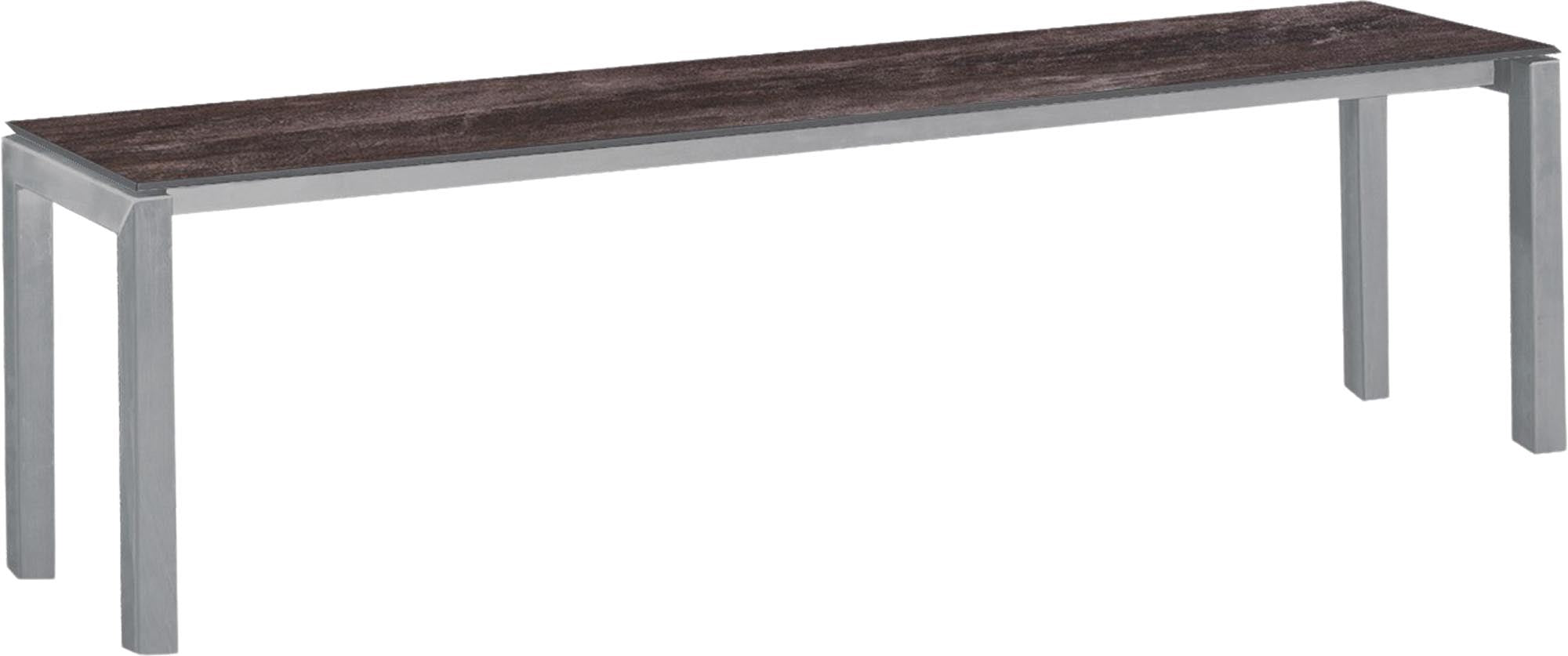 Luzern Glasfaser-Gartenbank Decor 160x32 in Stromboli dunkel / Alusilber präsentiert im Onlineshop von KAQTU Design AG. Gartenbank ist von Schaffner