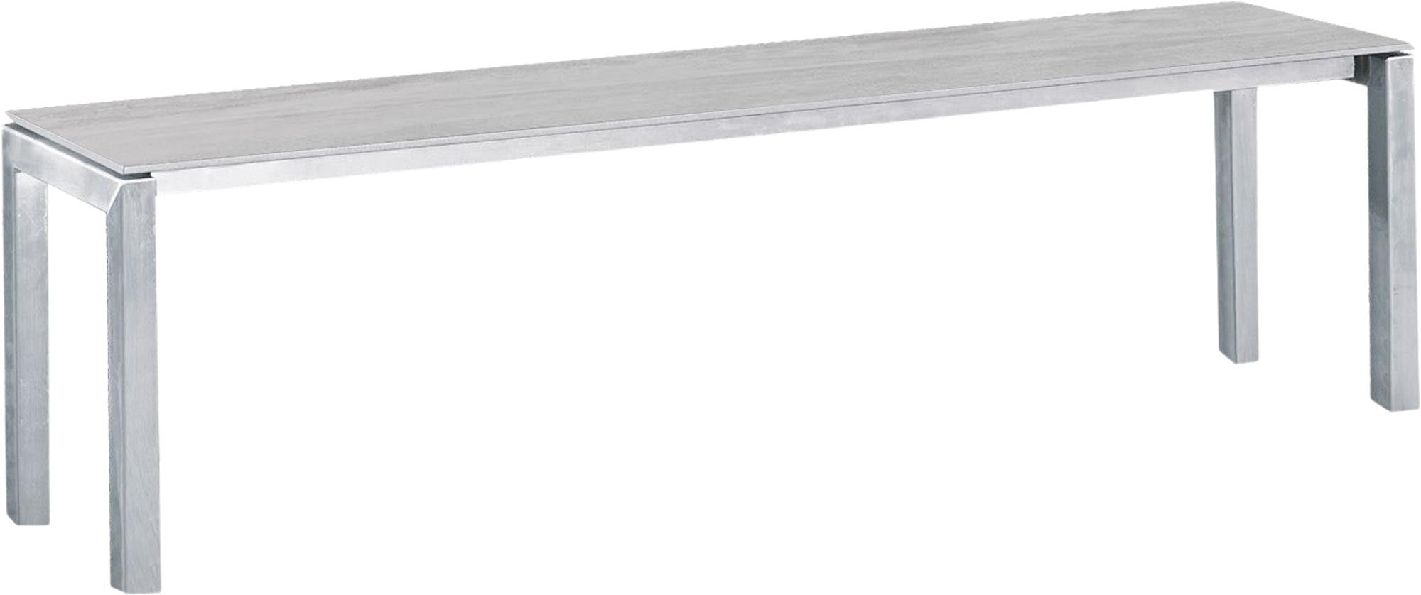 Elegante Fiberglasbank Luzern von Schaffner für moderne Terrassen.