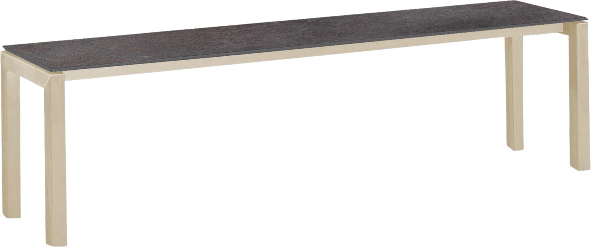 Luzern Glasfaser-Gartenbank Decor 160x32 in Cooperfield / Pastellsand präsentiert im Onlineshop von KAQTU Design AG. Gartenbank ist von Schaffner