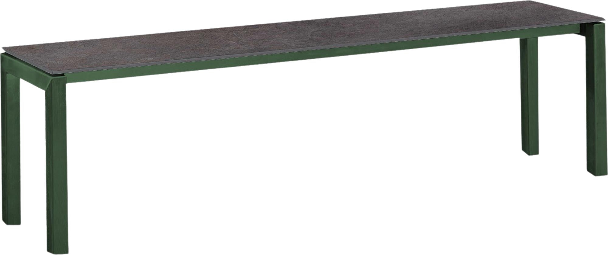 Luzern Glasfaser-Gartenbank Decor 160x32 in Cooperfield / Tannengrün präsentiert im Onlineshop von KAQTU Design AG. Gartenbank ist von Schaffner