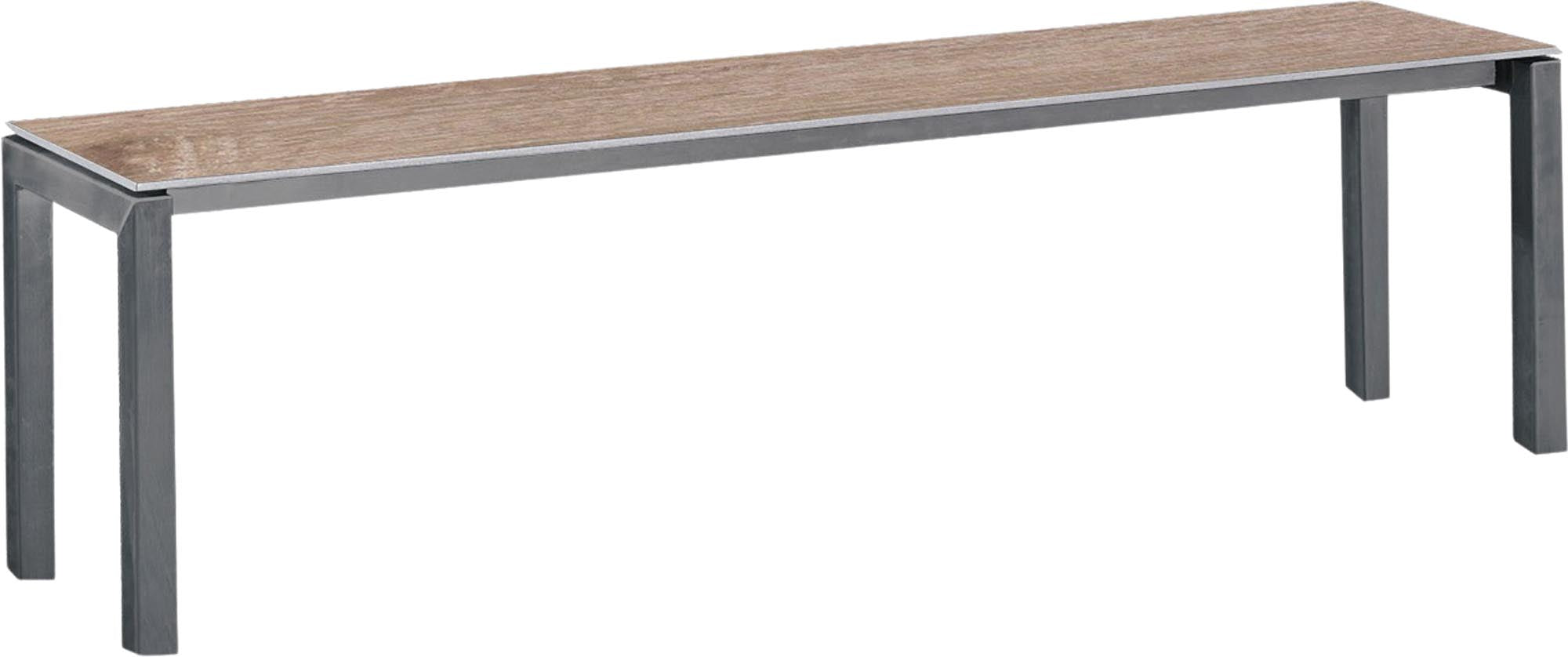 Luzern Glasfaser-Gartenbank Decor 160x32 in Eiche Landhaus / Graphit präsentiert im Onlineshop von KAQTU Design AG. Gartenbank ist von Schaffner