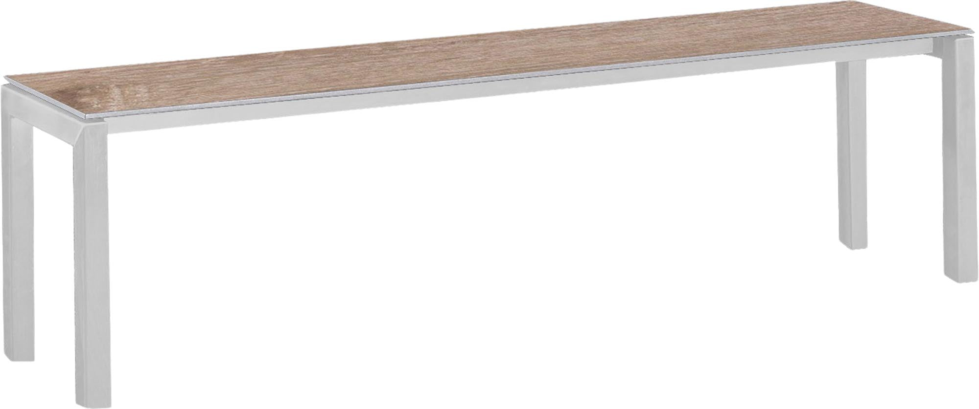 Luzern Glasfaser-Gartenbank Decor 160x32 in Eiche Landhaus / Weiss präsentiert im Onlineshop von KAQTU Design AG. Gartenbank ist von Schaffner