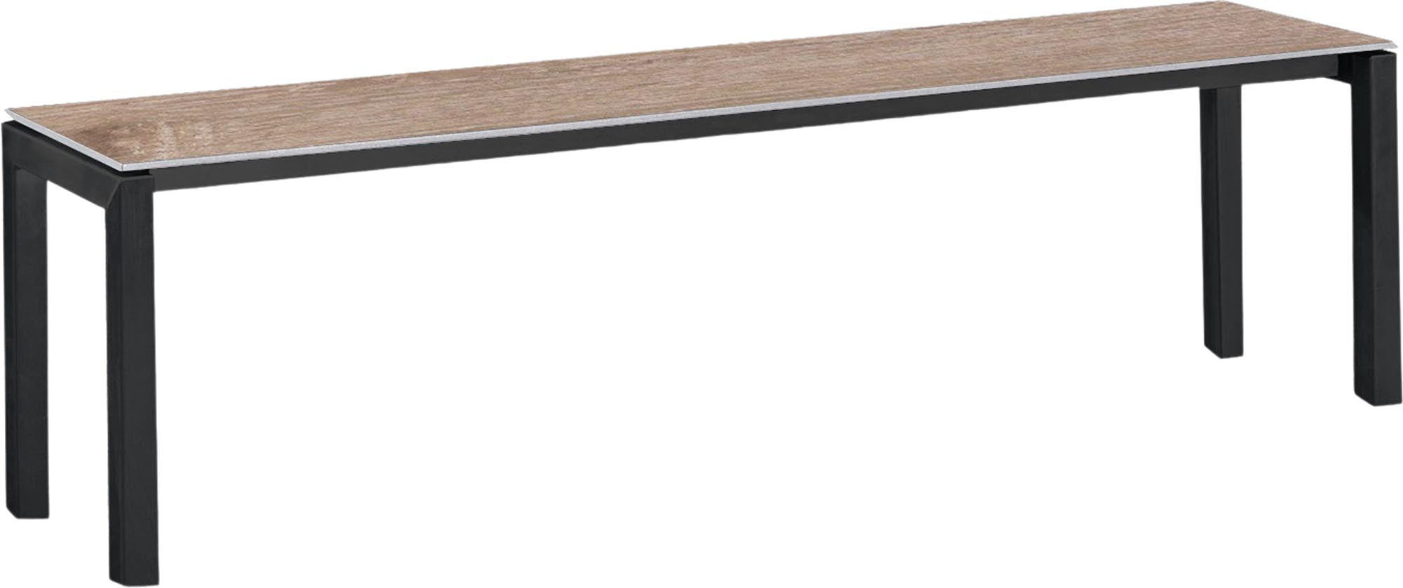 Luzern Glasfaser-Gartenbank Decor 160x32 in Eiche Landhaus / Schwarz präsentiert im Onlineshop von KAQTU Design AG. Gartenbank ist von Schaffner