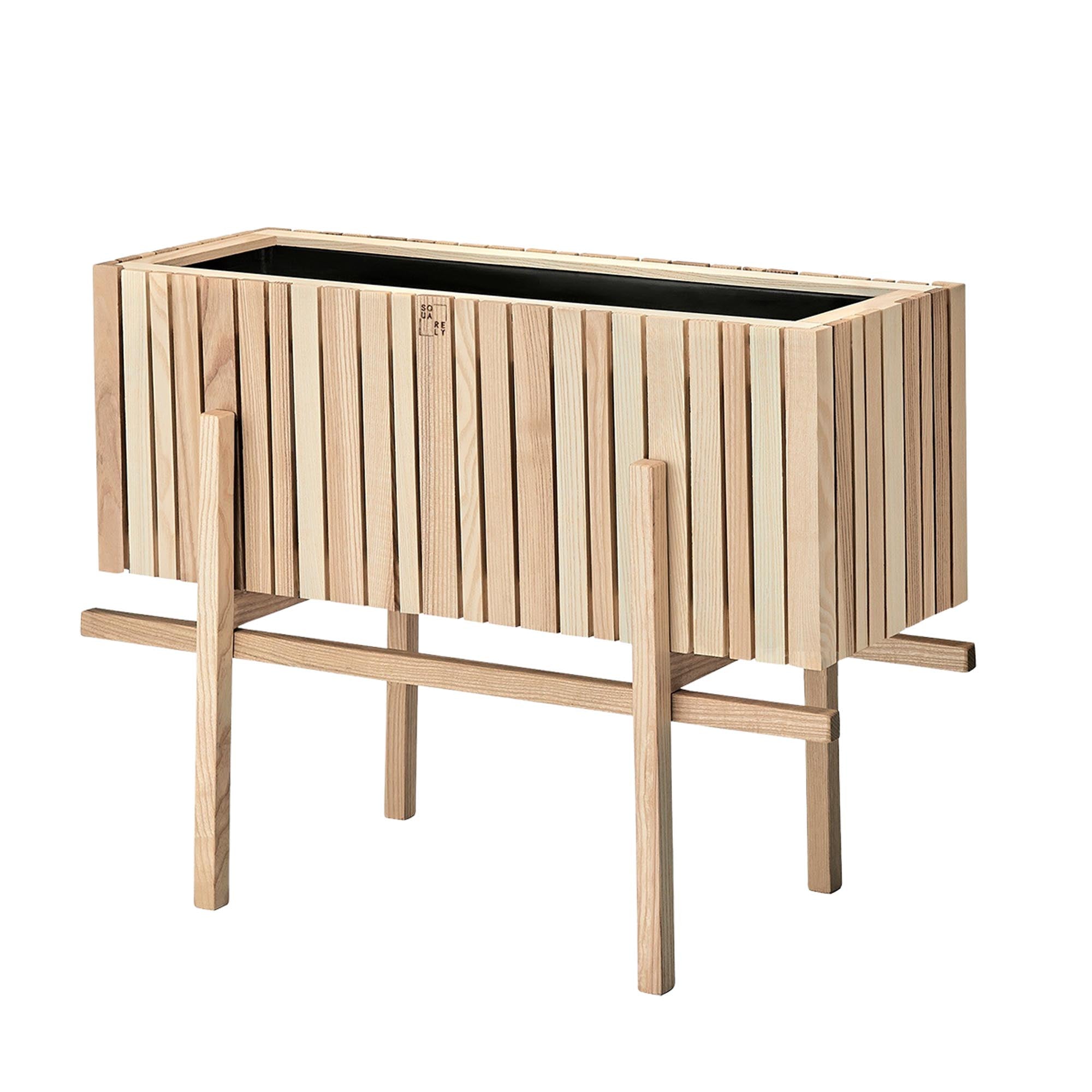 StandWide für GrowWIDE: Elegantes Pflanzgefäss in Dunkler Eiche, ideal für Innenräume und Balkone. Sicheres Aufhängesystem HoldON.