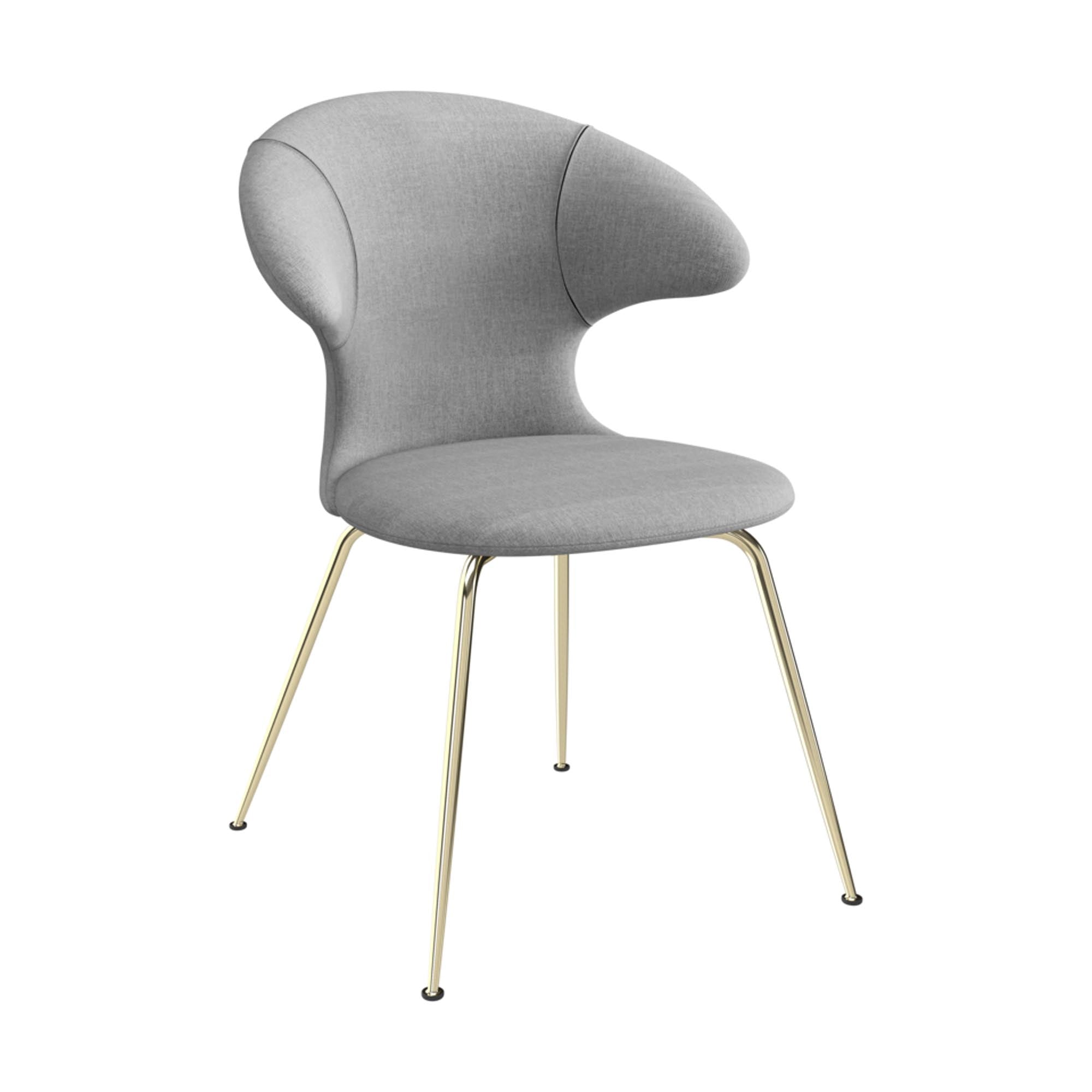 Kreativer Time Flies Stuhl von Umage: Anpassbare Polsterung, 17 Farben aus recyceltem Textil, stilvolle Beine aus Messing, Chrom oder Schwarz.