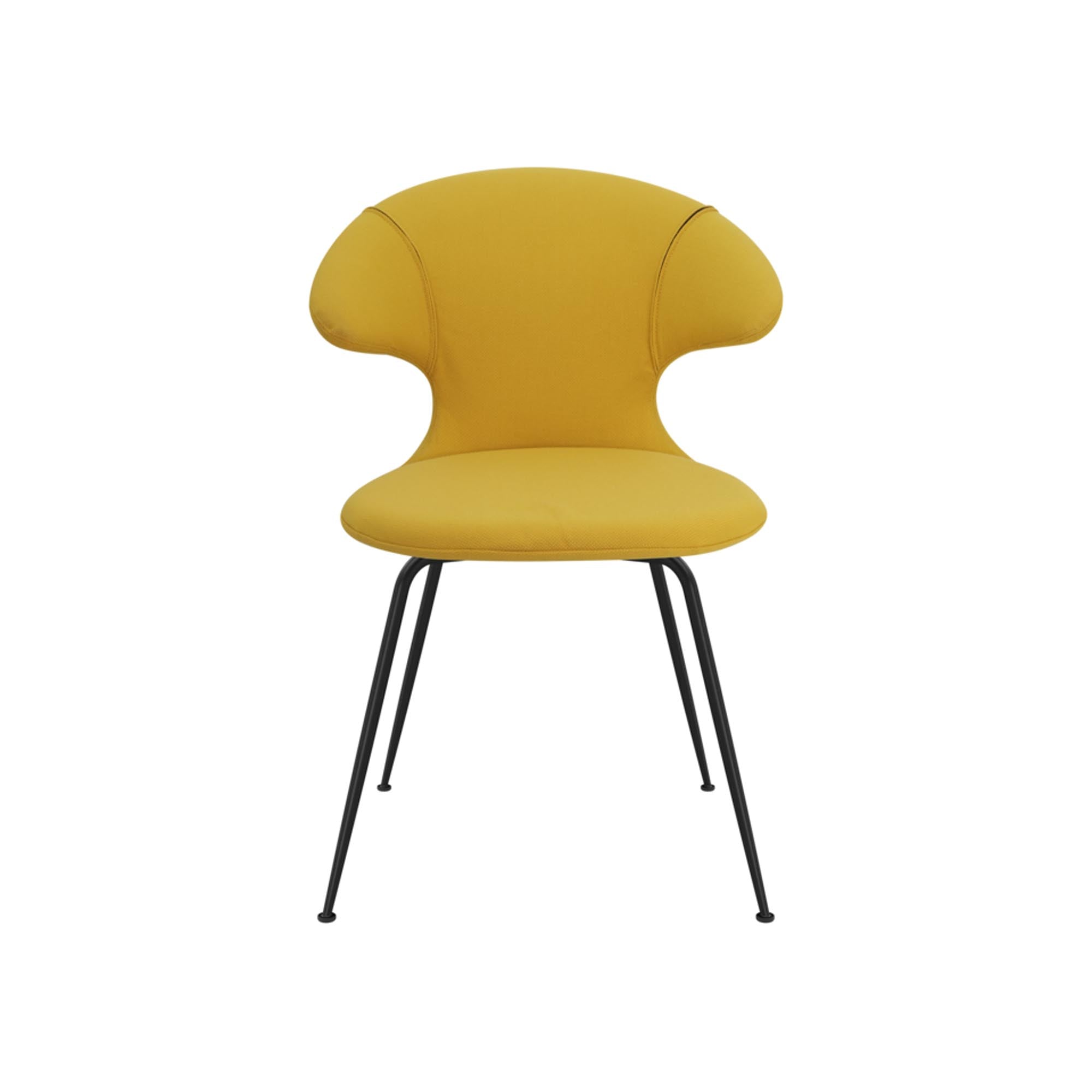 Kreativer Time Flies Stuhl von Umage: Anpassbare Polsterung, 17 Farben aus recyceltem Textil, stilvolle Beine aus Messing, Chrom oder Schwarz.