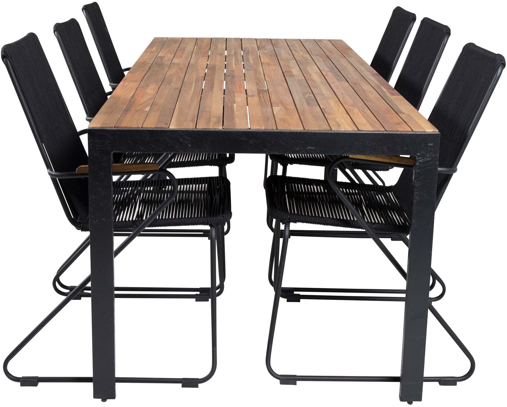 Bois Outdoor-Tischset mit Armlehne 205cm/6St. - KAQTU Design