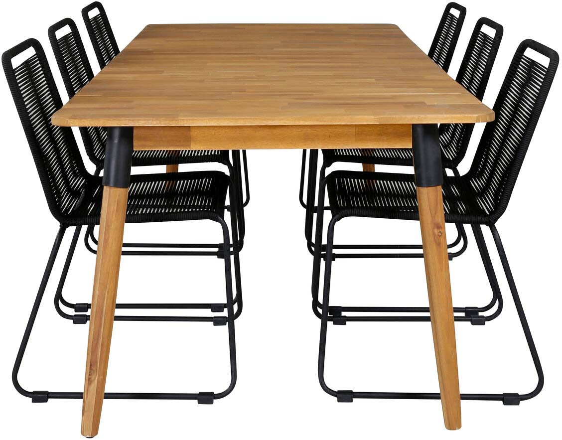 Julian Outdoor-Tischset + Lindos 210cm/6St. in Schwarz präsentiert im Onlineshop von KAQTU Design AG. Gartentischset ist von Venture Home