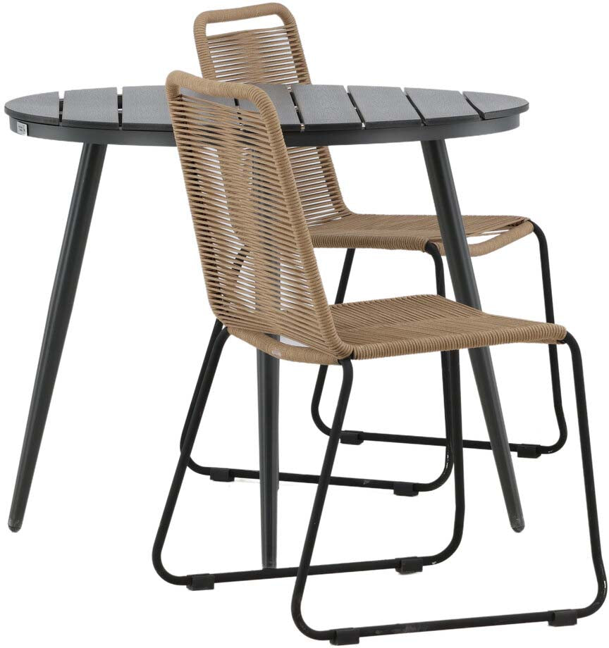 Break Outdoor-Tischset + Lindos Stack ⌀90cm/2St. - KAQTU Design