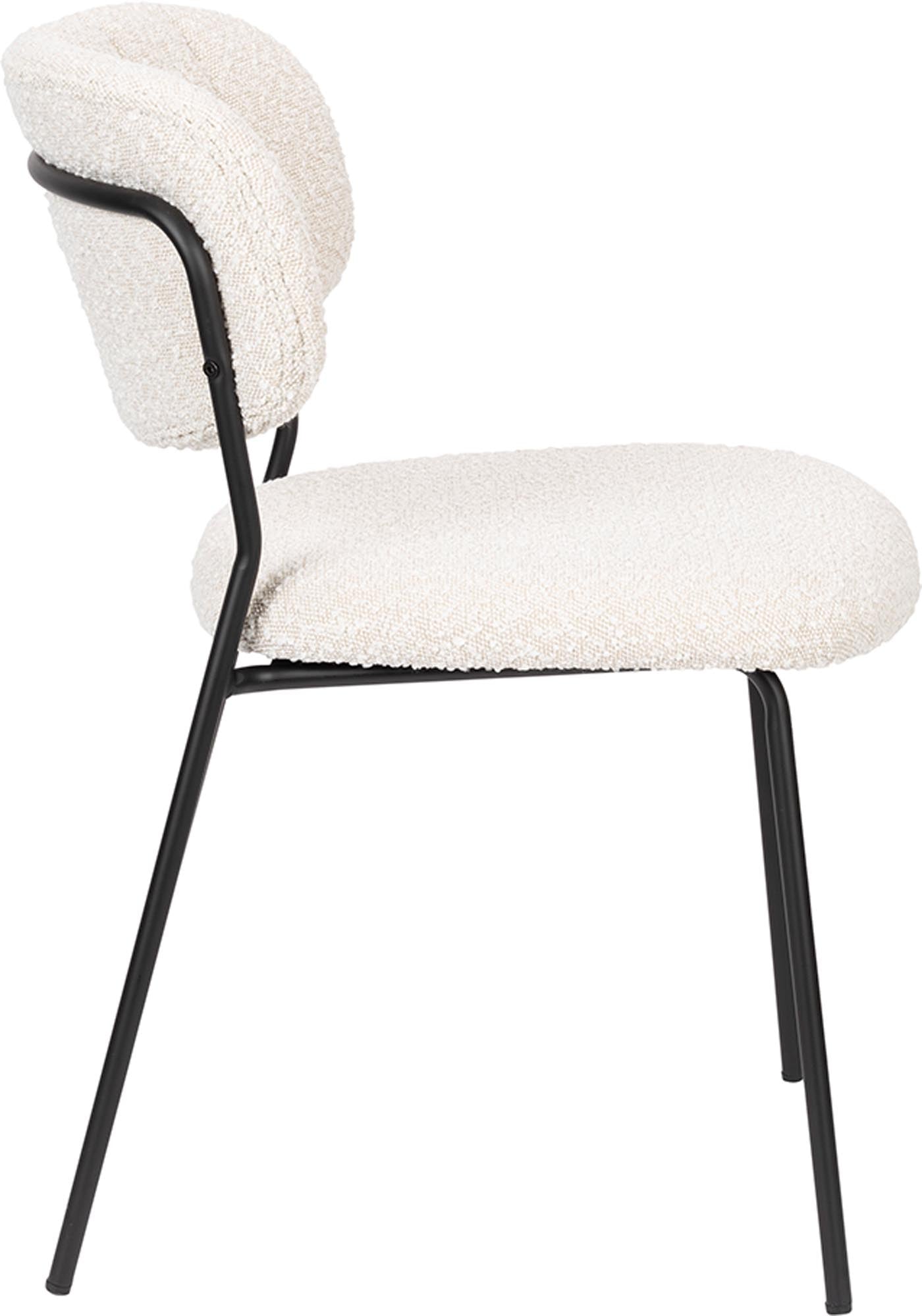 Eleganter gepolsterter Stuhl Jolien V2 von White Label Living, ideal für stilvolle Wohnräume und gemütliche Essbereiche.