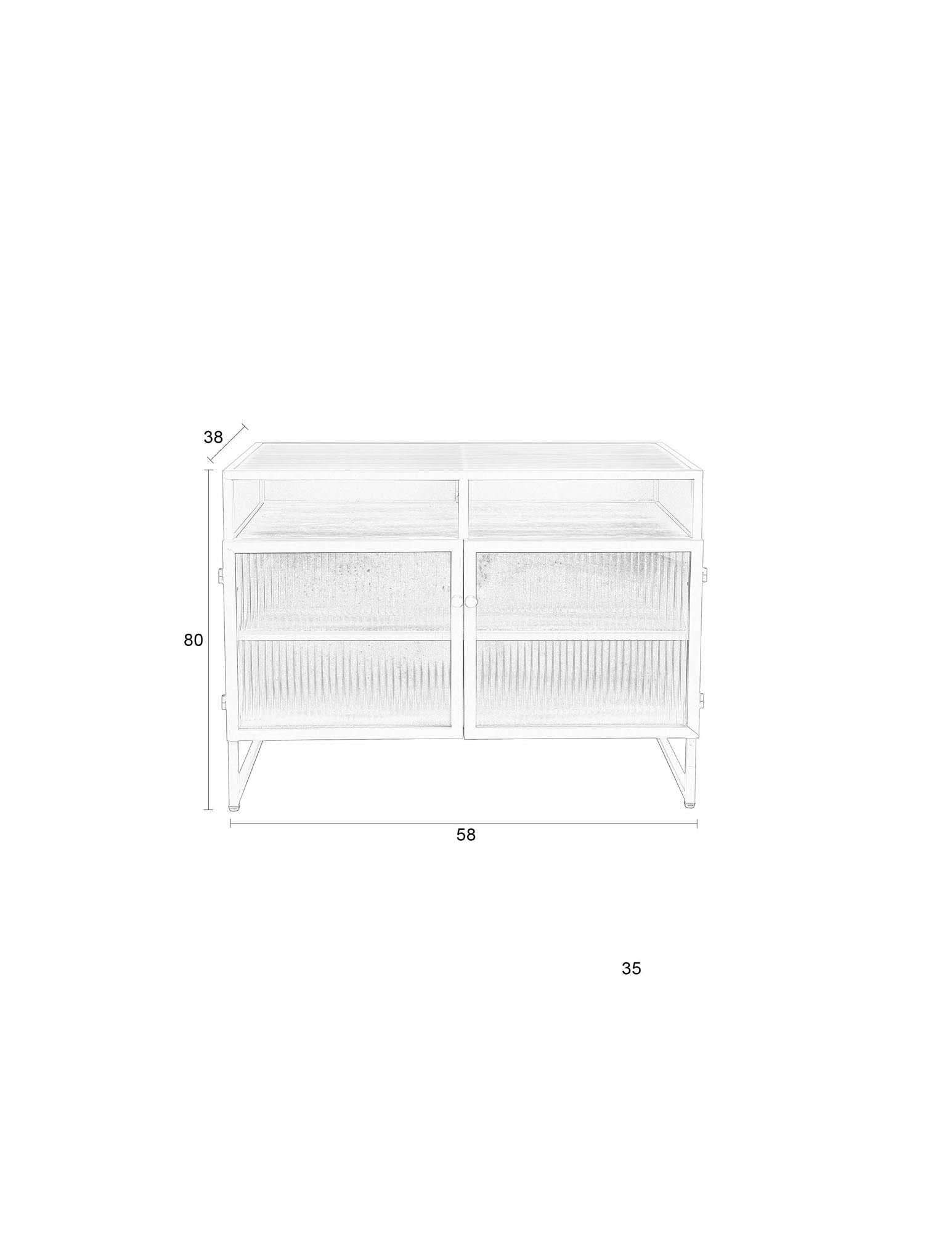 Cabinet Herbe Medium von White Label Living: Stilvolles Möbelstück mit Glastüren, ideal für kleine Räume und moderne Einrichtung.